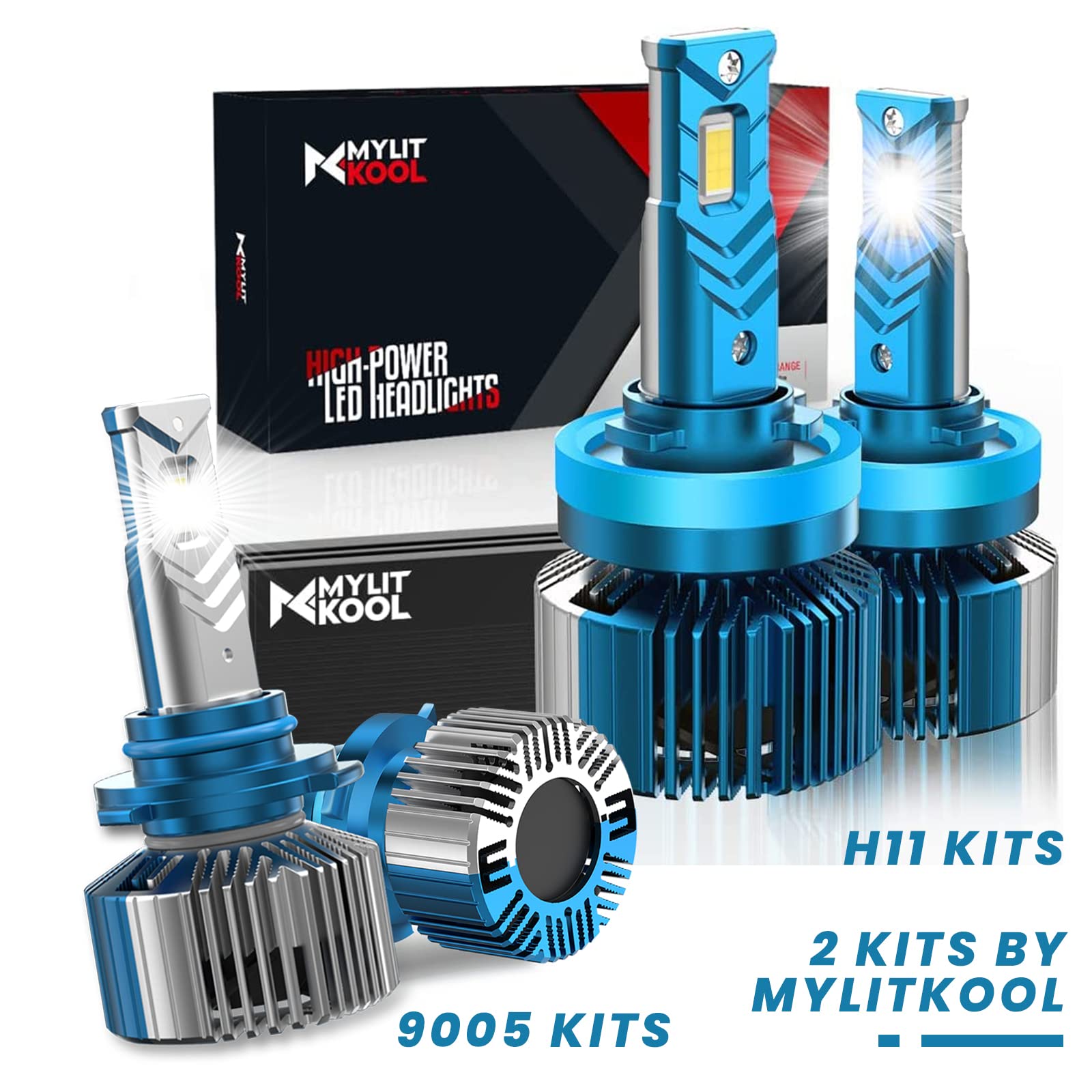 MYLITKOOL LED Headlight Bulbs H11/9005, 15000LM 6500K Cool White - for Night Driving