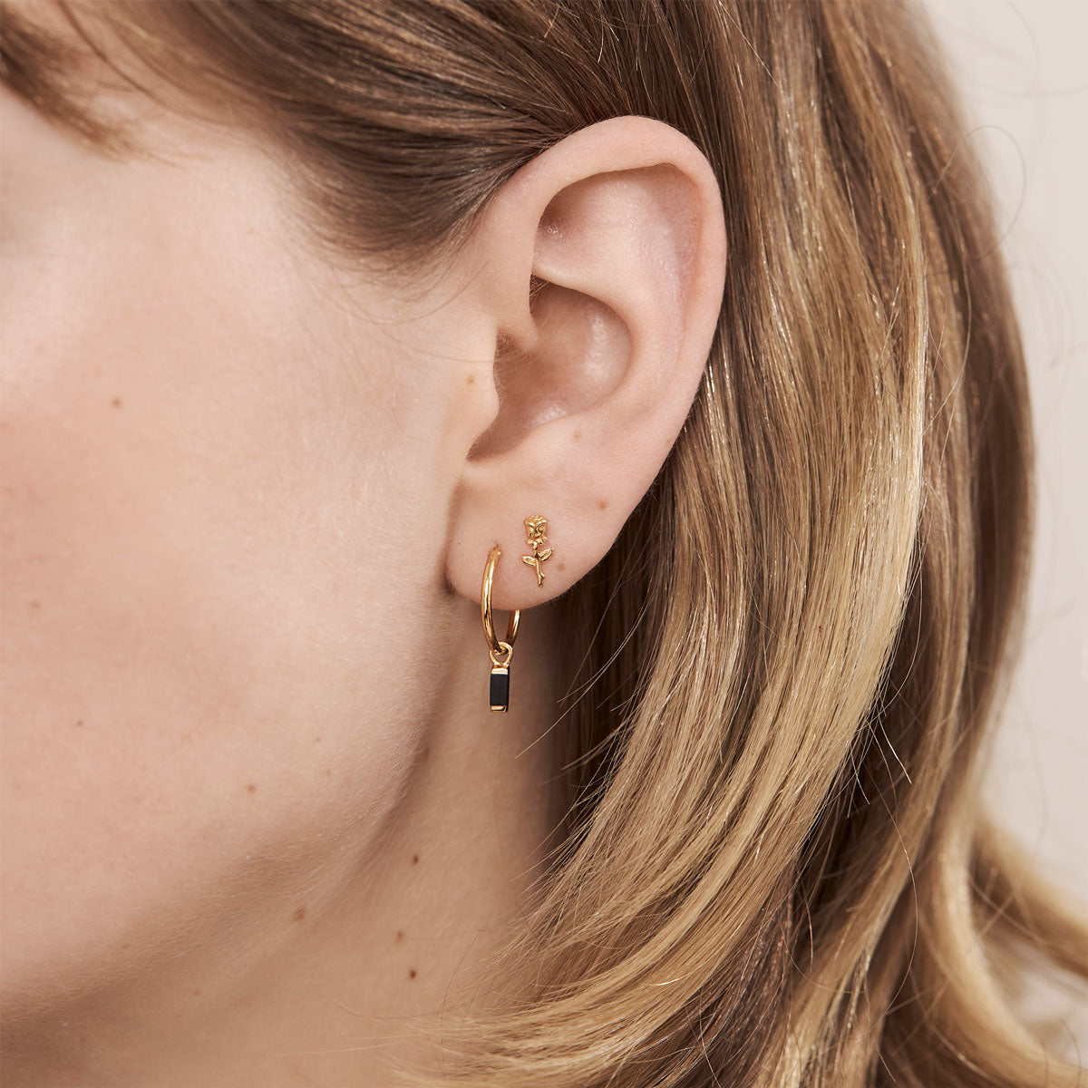 Lumen Onyx Hoops Gold Earrings for Women - Elegant Black Onyx Stone Dangle Hoop Earrings with 14K Gold Plating | Perfect for Parties, Weddings & Evening Events
