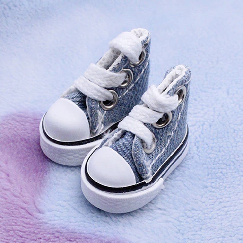 Fashion Doll Sneakers - 3.5CM Canvas Casual Shoes for BJD & Blythe Dolls, Denim Doll Accessories - Perfect for Doll Photography, Collecting & Outfit Styling