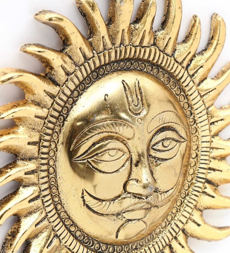 Orbit Art Gallery Metal Surya Dev Wall Hanging - Handmade Indian Sun God Decor for Home & Office - Spiritual Decor for Living Room, Meditation Space & Positive Energy