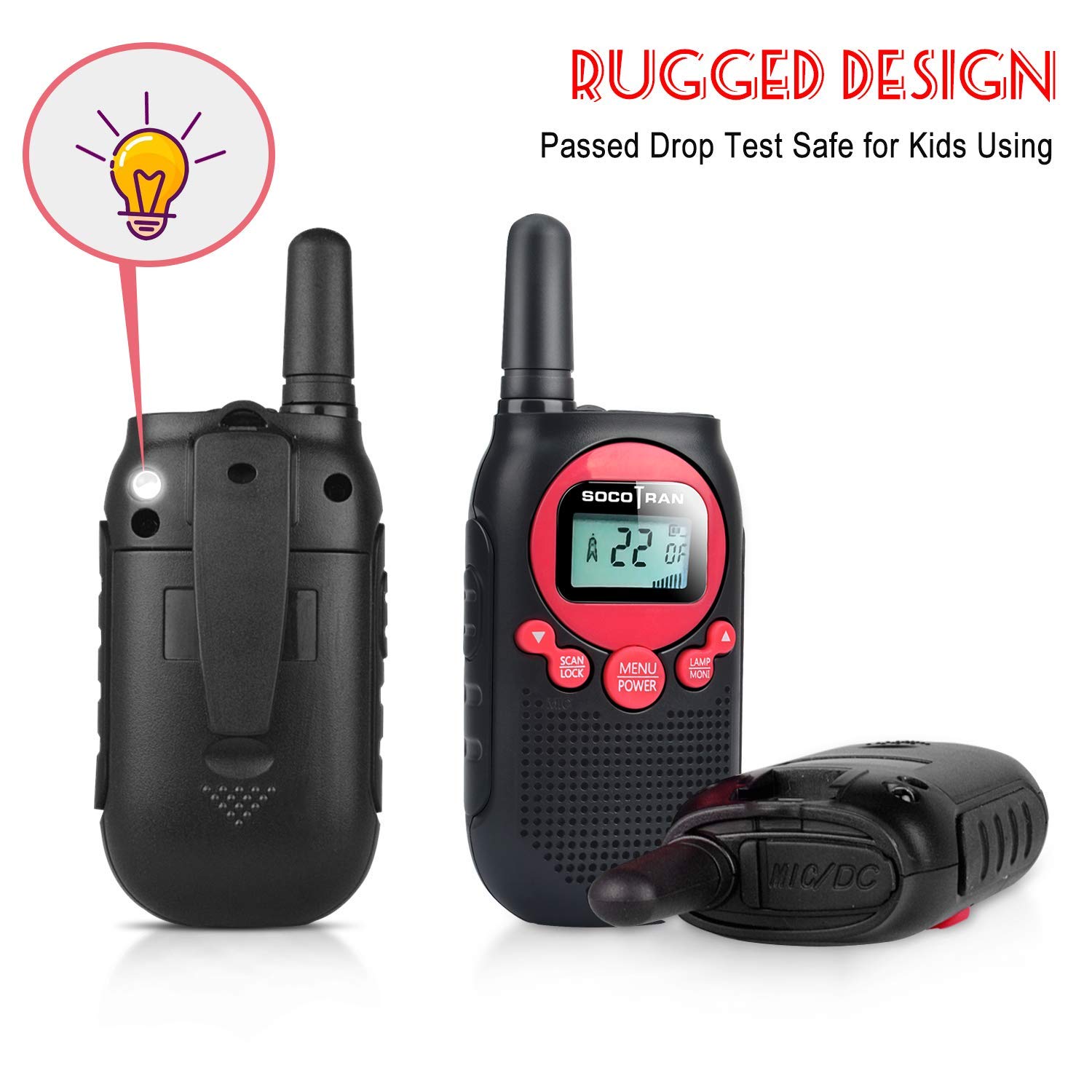 Long Range Walkie Talkies for Adults - 5 Miles Rechargeable Two Way Radios with USB Charger, 22CH, VOX, Flashlight & LCD - 2 Pack for Camping, Hiking, Road Trips & Outdoor Adventures (Li-ion Battery)
