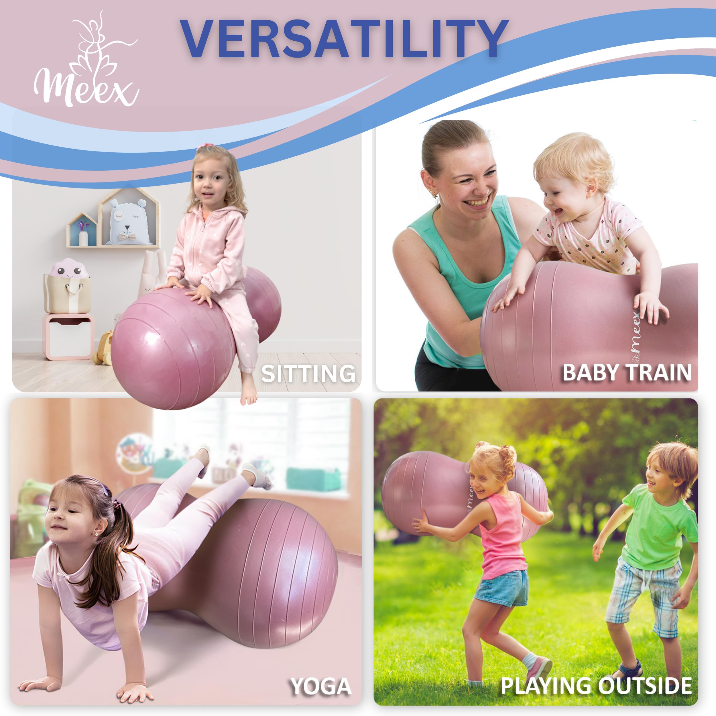 Meex Sensory Peanut Ball for Kids - Therapy & Exercise Yoga Ball to Improve Balance, Motor Skills & Calming Development - Flexible Seating for Autistic Children - Perfect for Classroom, Home & Physical Therapy Sessions