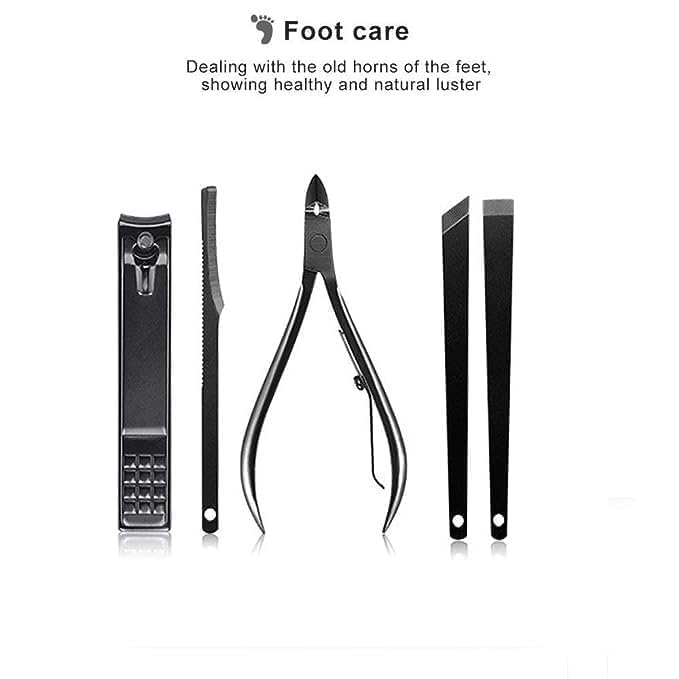 Dwiza Enterprise 12-in-1 Stainless Steel Manicure & Pedicure Kit - Professional Nail Clippers, Scissors, Acne Needle, Blackhead Remover, Cuticle Knife with Leather Travel Case - Perfect for Home, Salon & Travel Grooming