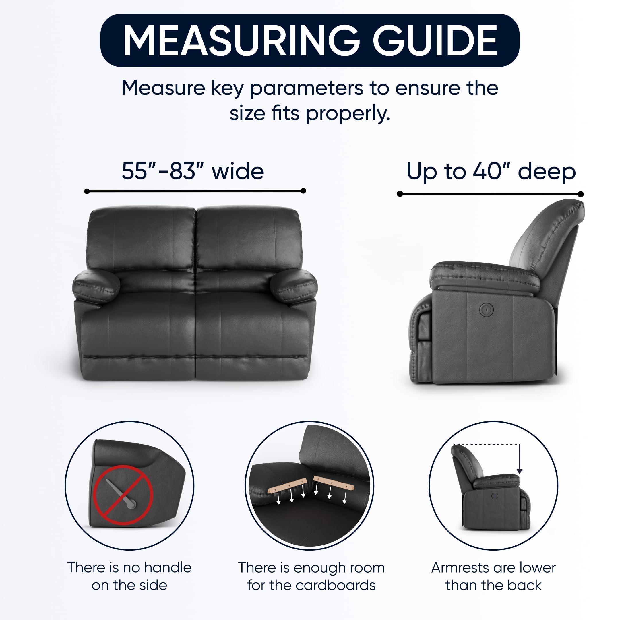 PAULATO BY GA.I.CO. Recliner Loveseat Cover - 2 Seater Stretch Sofa Slipcover - Soft Polyester Fabric Furniture Protector - Form Fit 1-Piece Velvet Cover - Blue - Perfect for Living Room, Home Theater & Family Room Protection