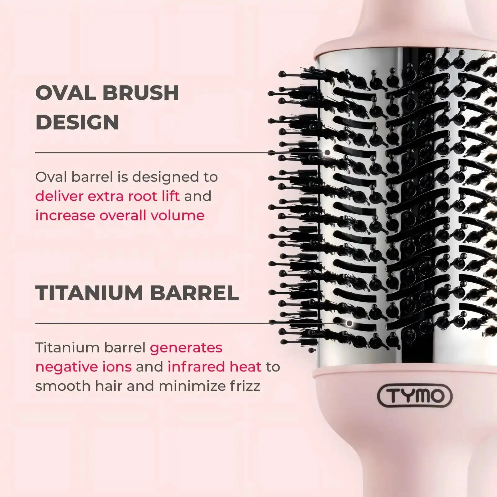 TYMO Volumizer Hair Styler - Pink (US & Canada Only) | Perfect for Adding Volume & Waves to Fine or Thin Hair at Home or Salon