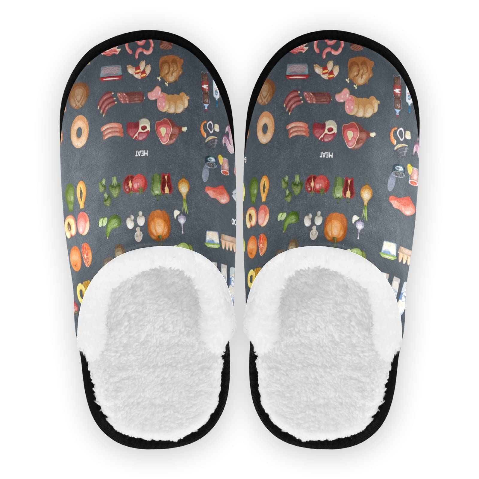 Funny Colorful Food Slippers for Women & Men - Cozy Plush Fuzzy Lined House Shoes for Indoor & Outdoor Use - Perfect for Lounge, Kitchen, and Gift Giving