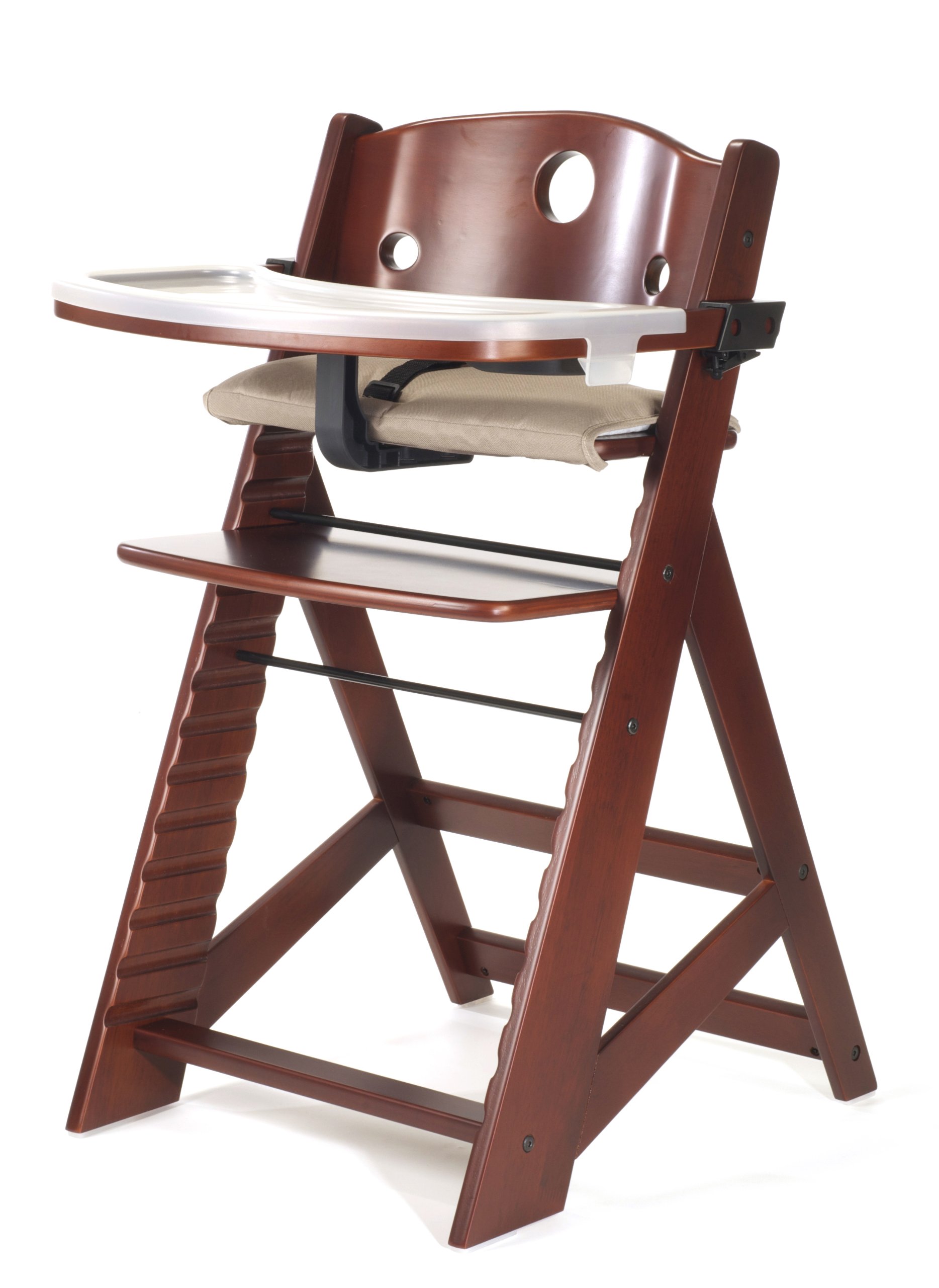 Premium Mahogany Height Right High Chair with Removable Tray - Adjustable Baby Feeding Chair for Dining Room & Kitchen - Safe Toddler Booster Seat for Family Meals & Snack Time