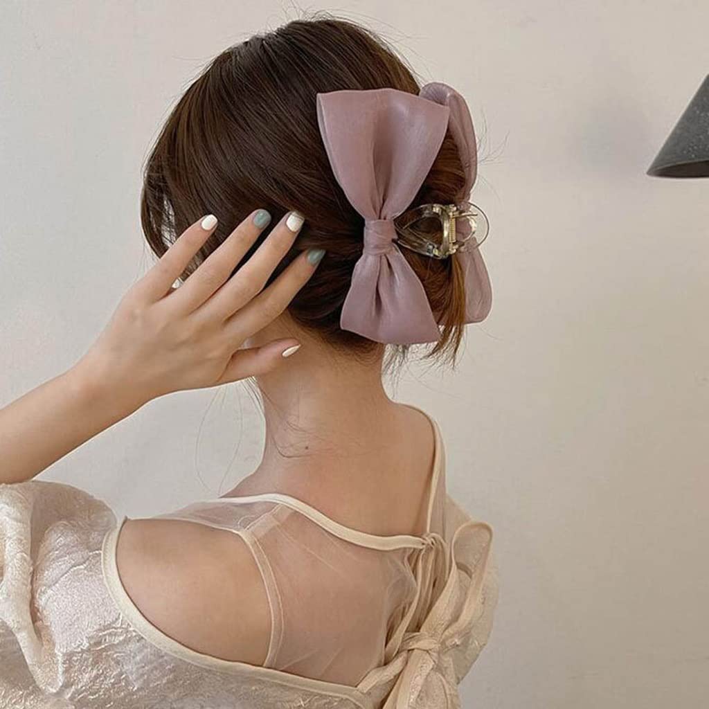 Elegant Bow Hair Clips for Women & Girls - Fashionable Shark Hair Claw Clamps (5.5 x 14cm) - Perfect for Casual Wear, Parties, Weddings & Everyday Hairstyling