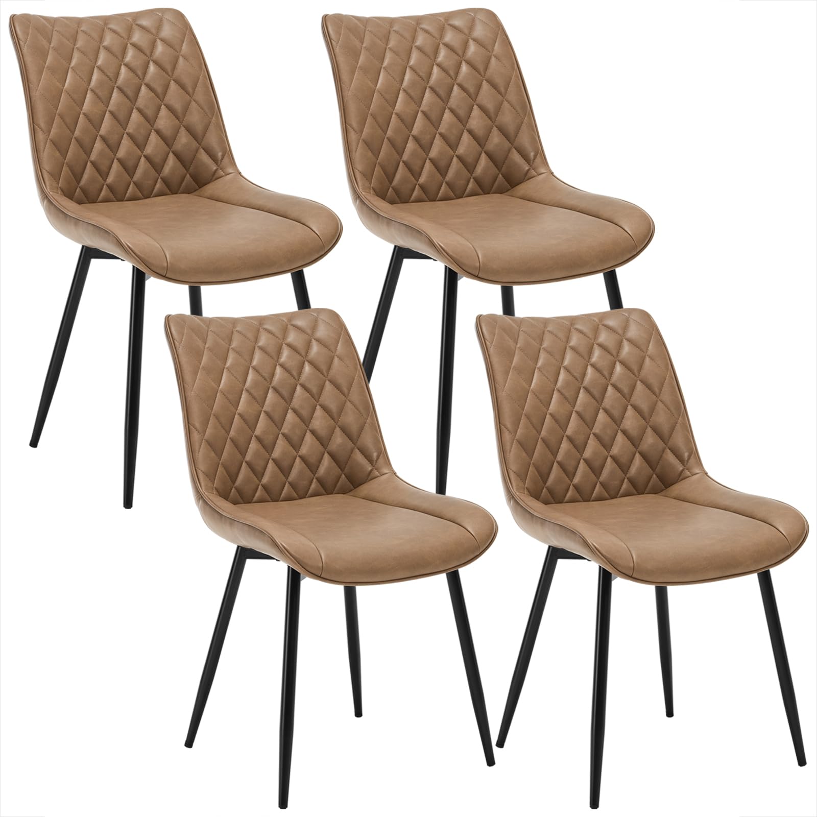 WOLTU 4-Piece Counter Height Dining Chairs Set - Light Brown Leatherette Upholstered Kitchen Bar Stools with Padded Seat & Backrest - Perfect for Breakfast Nook, Kitchen Island, and Home Bar Seating