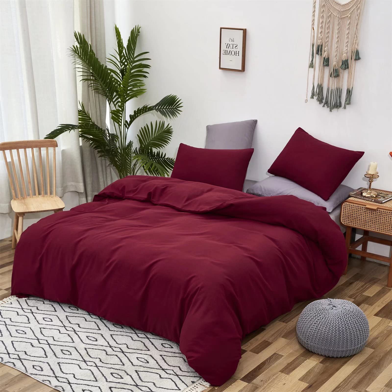 Houseri Burgundy Comforter Set - Twin Size Wine Red Bedding Set for Kids | Soft Quilt Blanket for Toddler Girls & Boys | Noble Bordeaux Red Comforter | Perfect for Nursery, Bedroom & Sleepovers