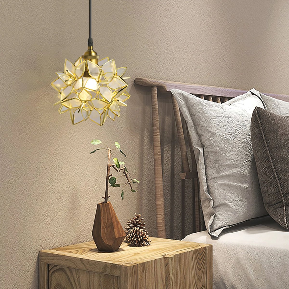 Handmade Capiz Shell Pendant Light - Natural Seashell Chandelier for Dining Room, Bedroom & Living Room Decor