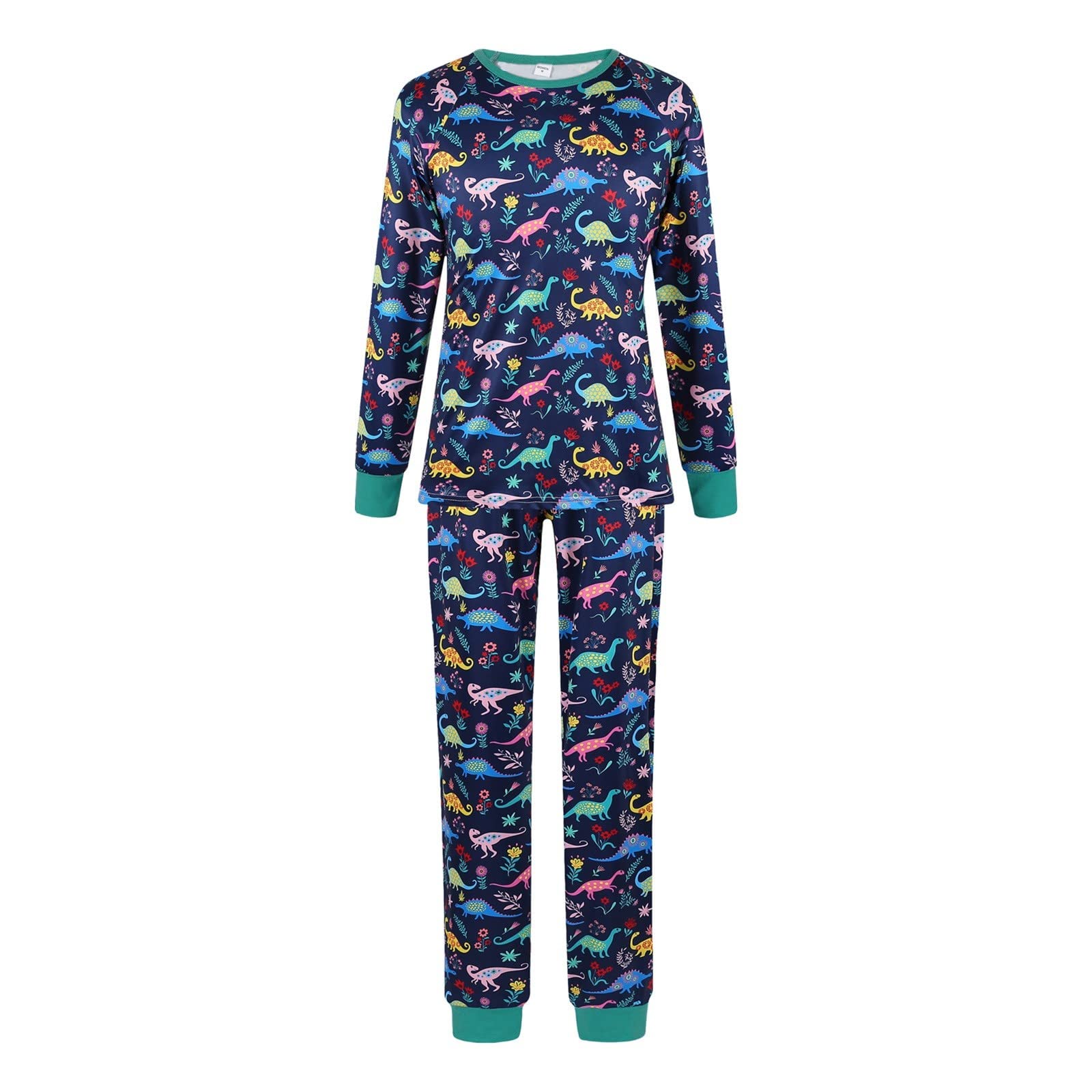 Women's 2-Piece Long Sleeve Nightgown Set - Soft Cotton Sleepwear for Fall/Winter - Christmas Pajama Set with Crewneck Top - Cozy Loungewear for Vacation & Bedtime (B9)