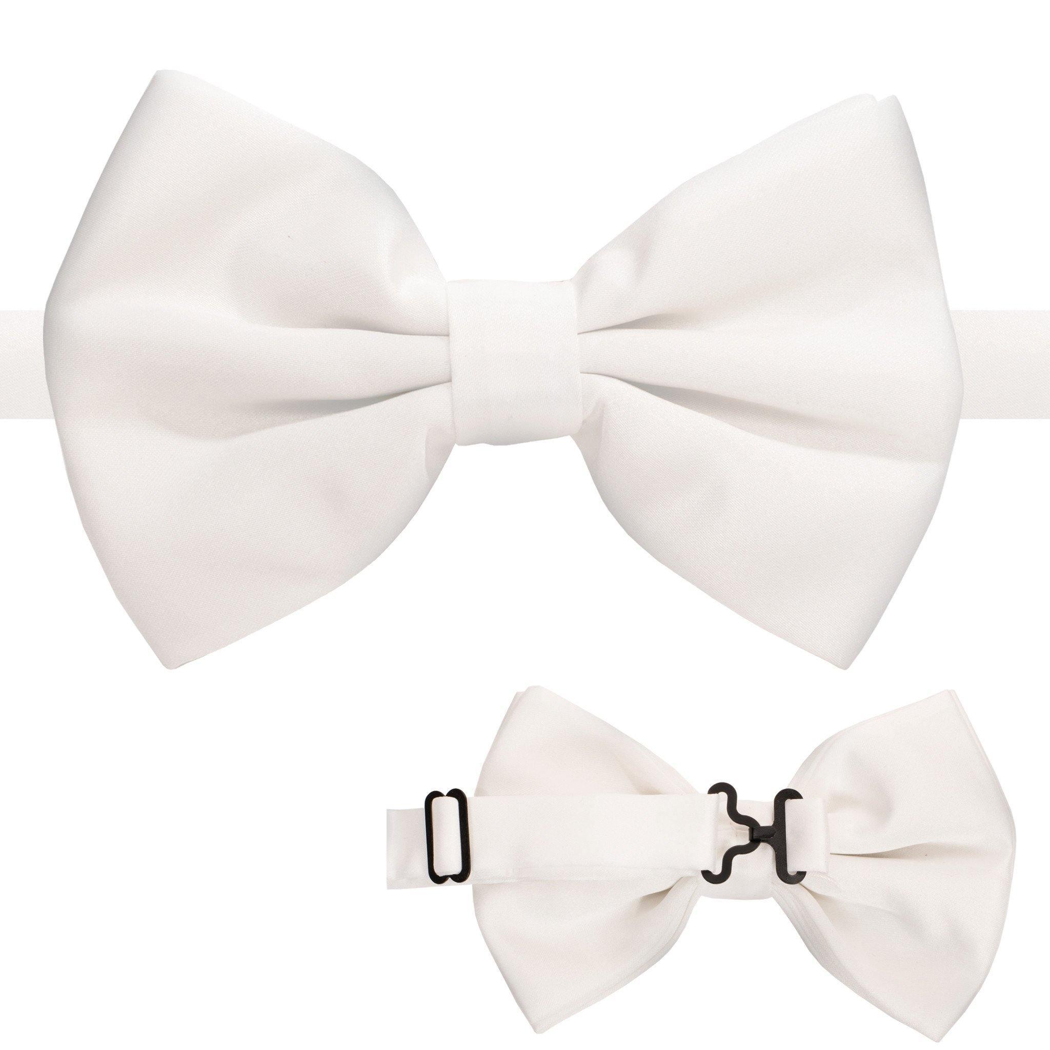 Elegant Adjustable Satin Bow Tie for Men - Premium White Formal Neckwear for Weddings, Prom & Black Tie Events