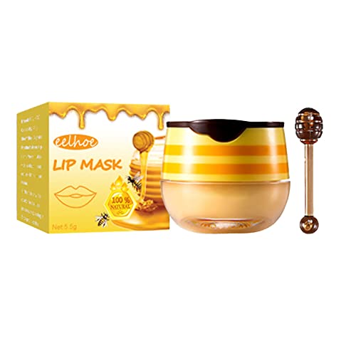 Doll 10 Honey Strawberry Lip Mask with Propolis - Moisturizing & Nourishing Lip Balm for Dry, Cracked Lips - Hydrating Lip Scrub & Exfoliator - Perfect for Night Care & Daily Lip Treatment