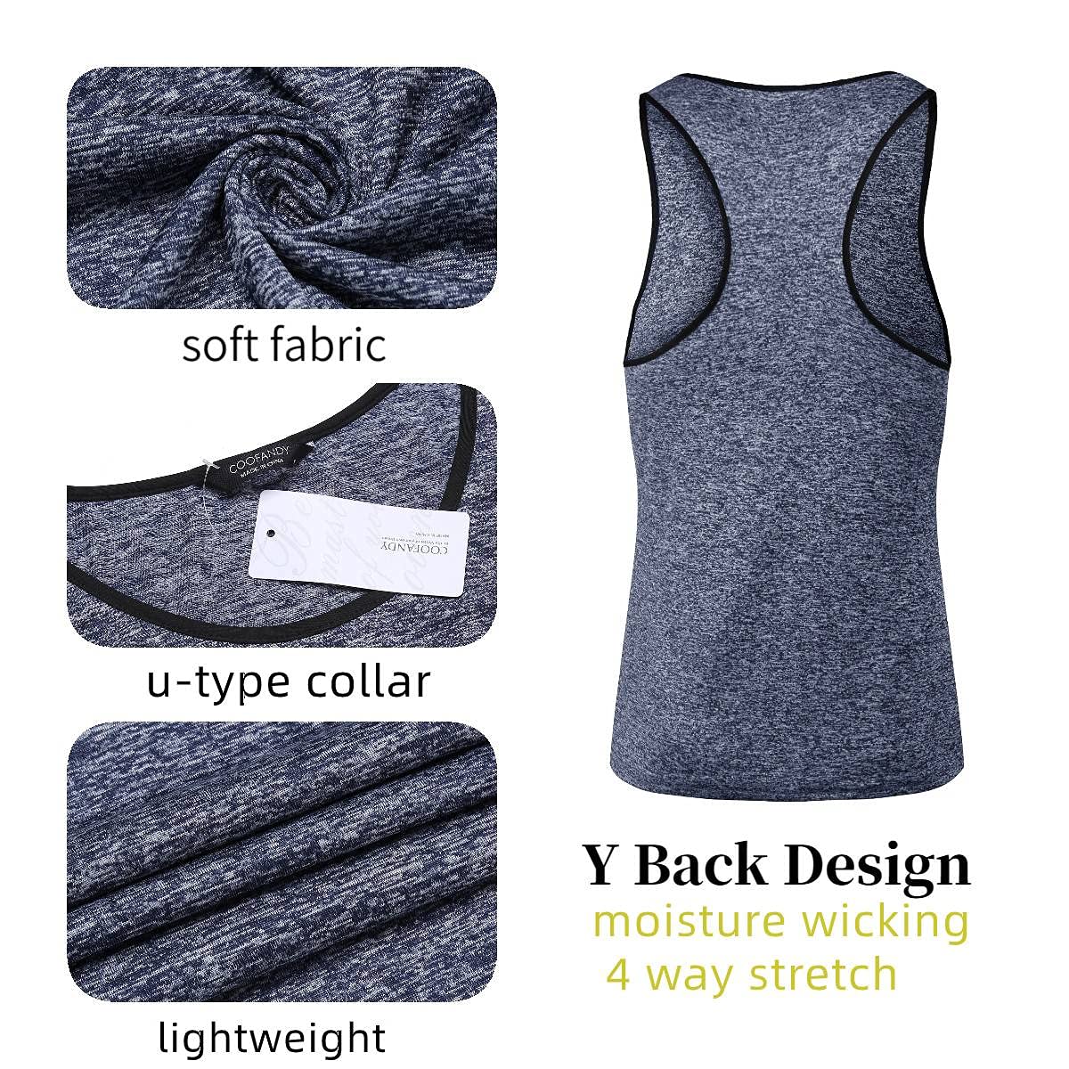 COOFANDY Men's 3 Pack Sleeveless Workout Tank Tops - Moisture Wicking Gym Shirts for Bodybuilding & Fitness | Y-Back Muscle Tee for Running, Weightlifting & Athletic Training