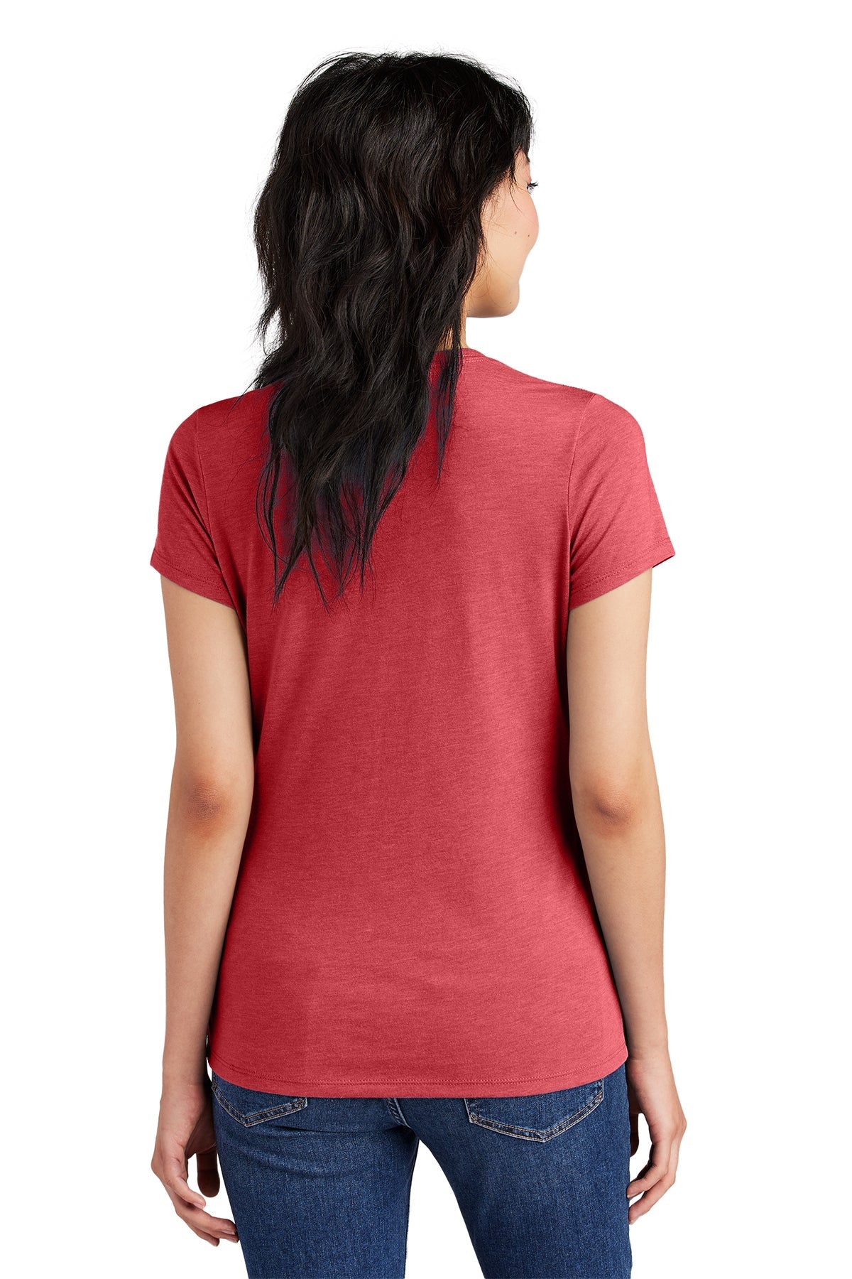 District Made Women's Perfect Tri Crew T-Shirt - Red Frost - Soft & Comfortable Casual Wear for Everyday Outfits & Layering