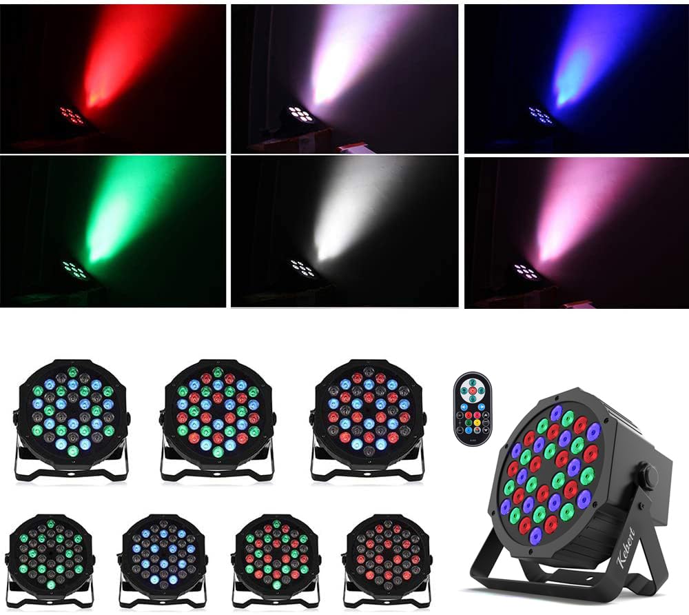 36 LED DJ Stage Par Lights - Sound Activated RGB Lighting with 9 Dynamic Modes, Remote & DMX Control - 8 Pack for Nightclubs, Parties, Concerts and Home Entertainment