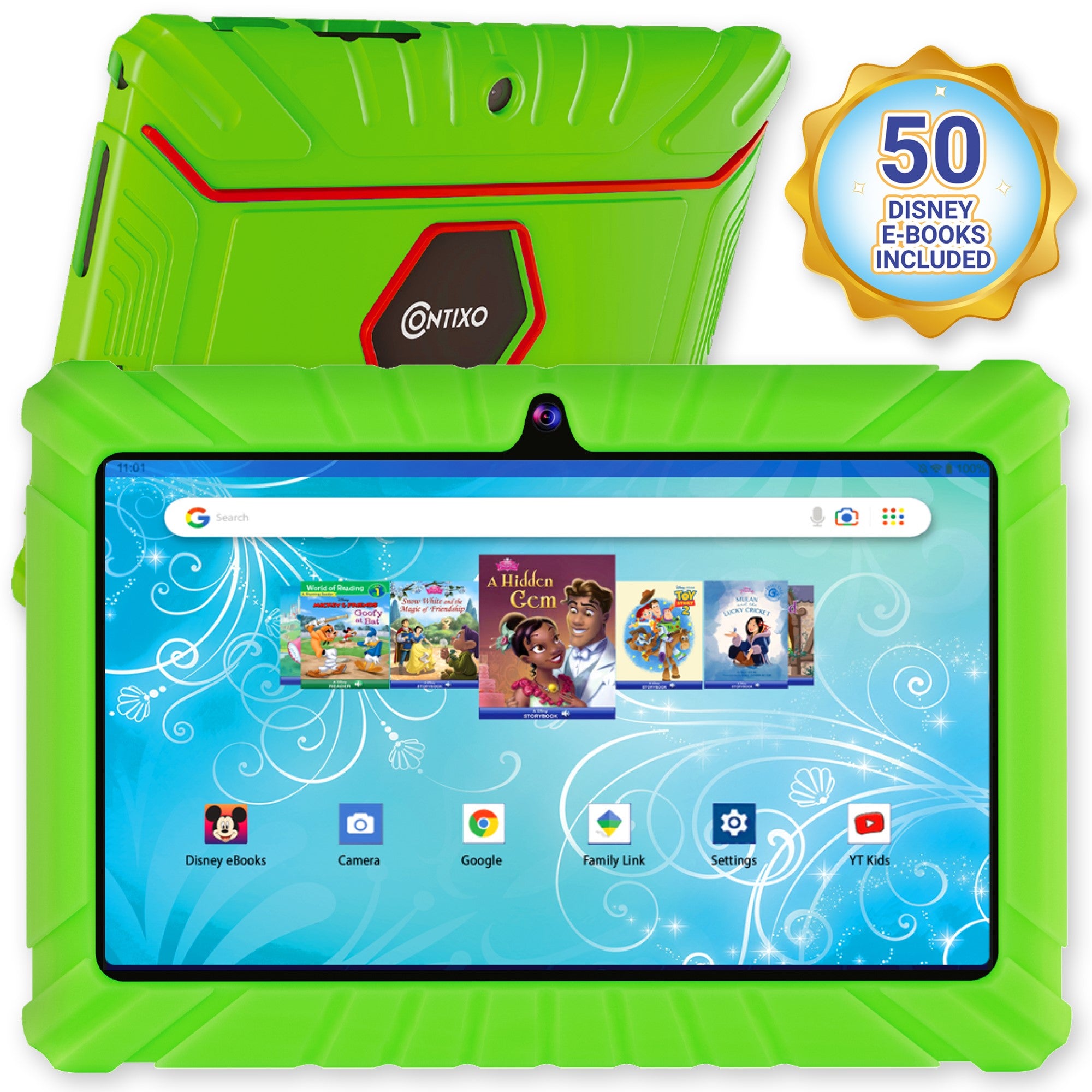 Contixo V8 2 32GB Kids Learning Tablet with Disney eBooks - Educational Android Tablet for Children Ages 3-10 - Green | Perfect for Homeschooling, Travel & Early Learning Activities