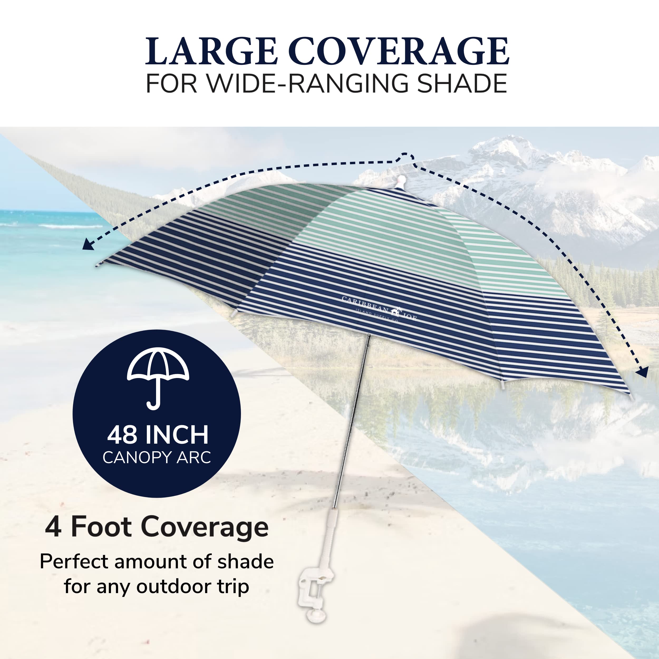 48 Inch Adjustable Universal Clamp-On Beach Umbrella with UV Protection - Perfect for Chairs, Loungers, and Outdoor Relaxation