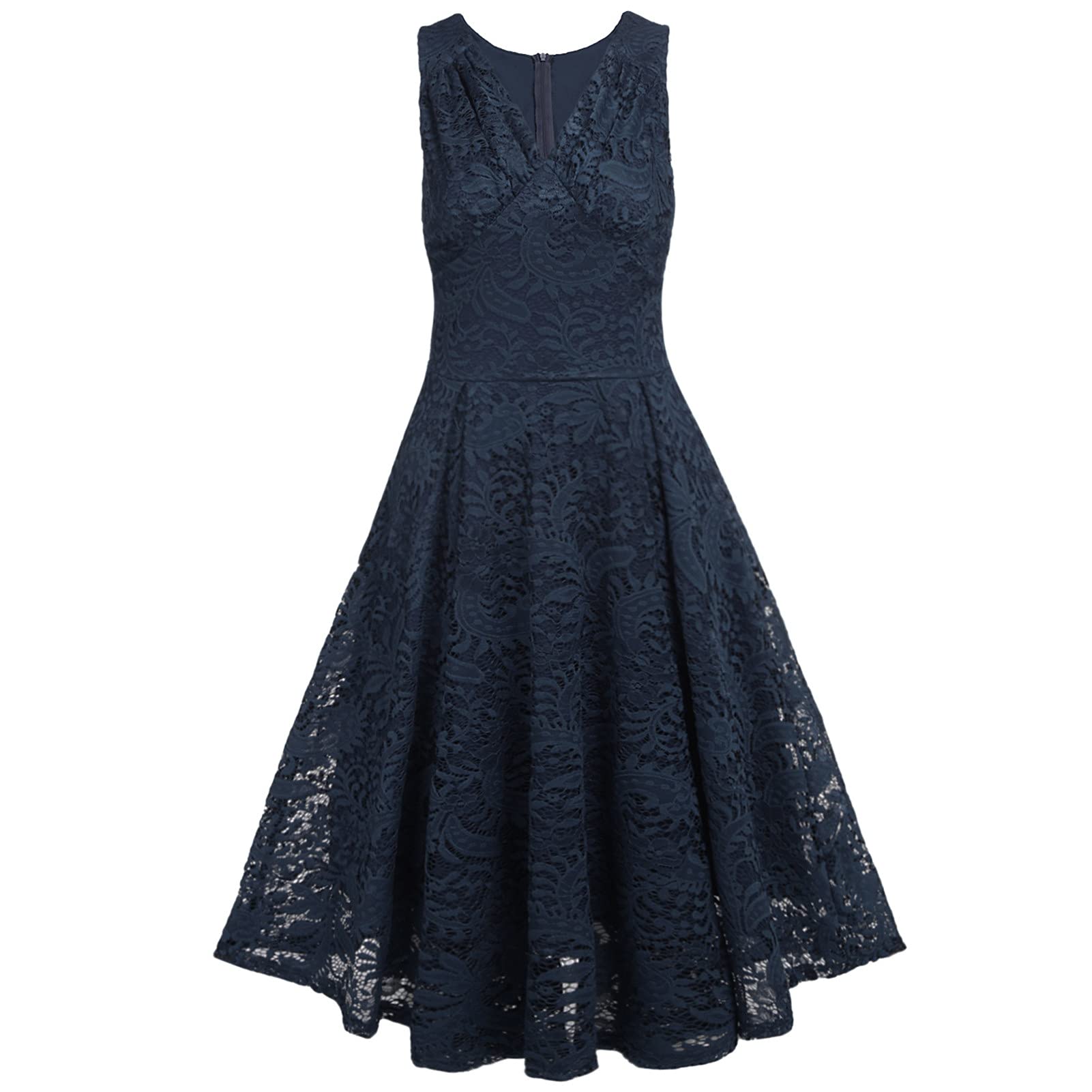 Newbestyle Women's Floral Lace Midi Dress - Vintage Sleeveless Cocktail Dress for Wedding, Evening Party & Formal Events | Perfect for Summer, Ball & Special Occasions