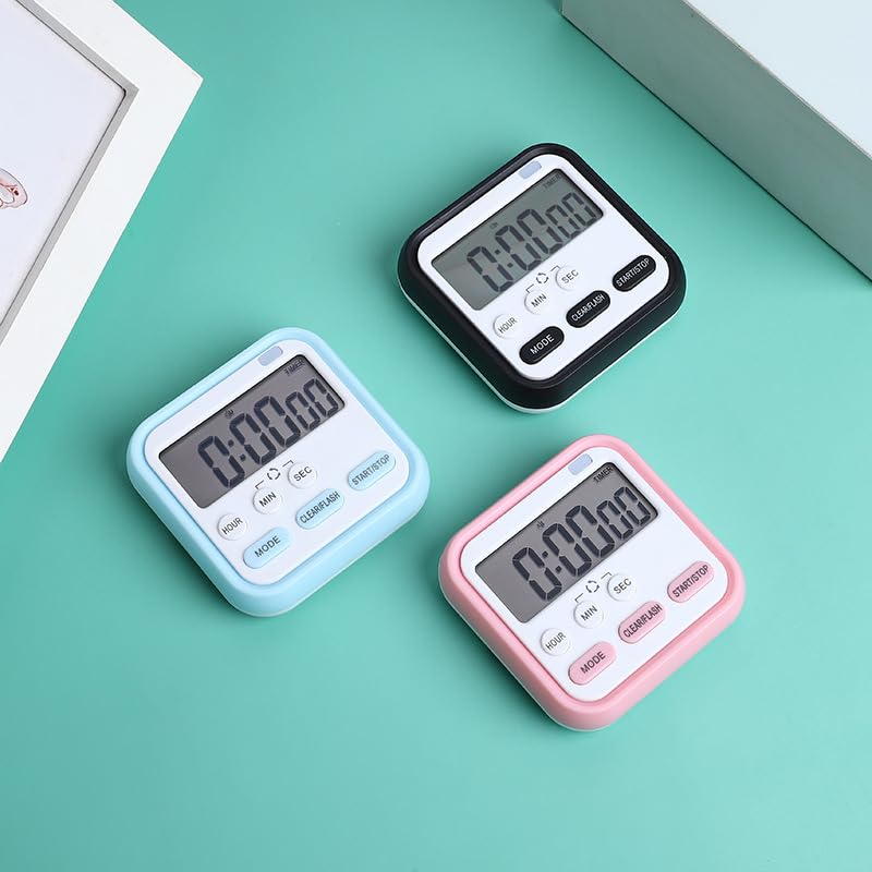 Multi-Function Digital Alarm Clock with Timer, Stopwatch & Flashing Light | Time Management Tool for Study, Cooking & Work | Countdown Clock for Kitchen, Office & Bedroom - Blue