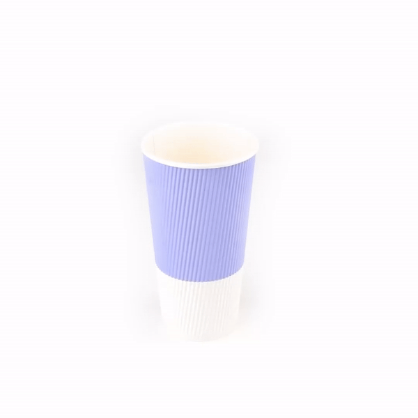 20 oz Light Purple Paper Coffee Cups with Ripple Wall - 3.5