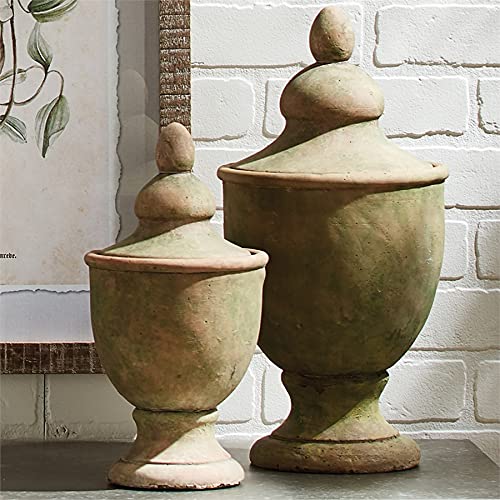 Napa Garden Collection - Weathered Stone Large Lidded Urn Planter for Outdoor Patio Decor, Garden Accent, and Home Landscaping