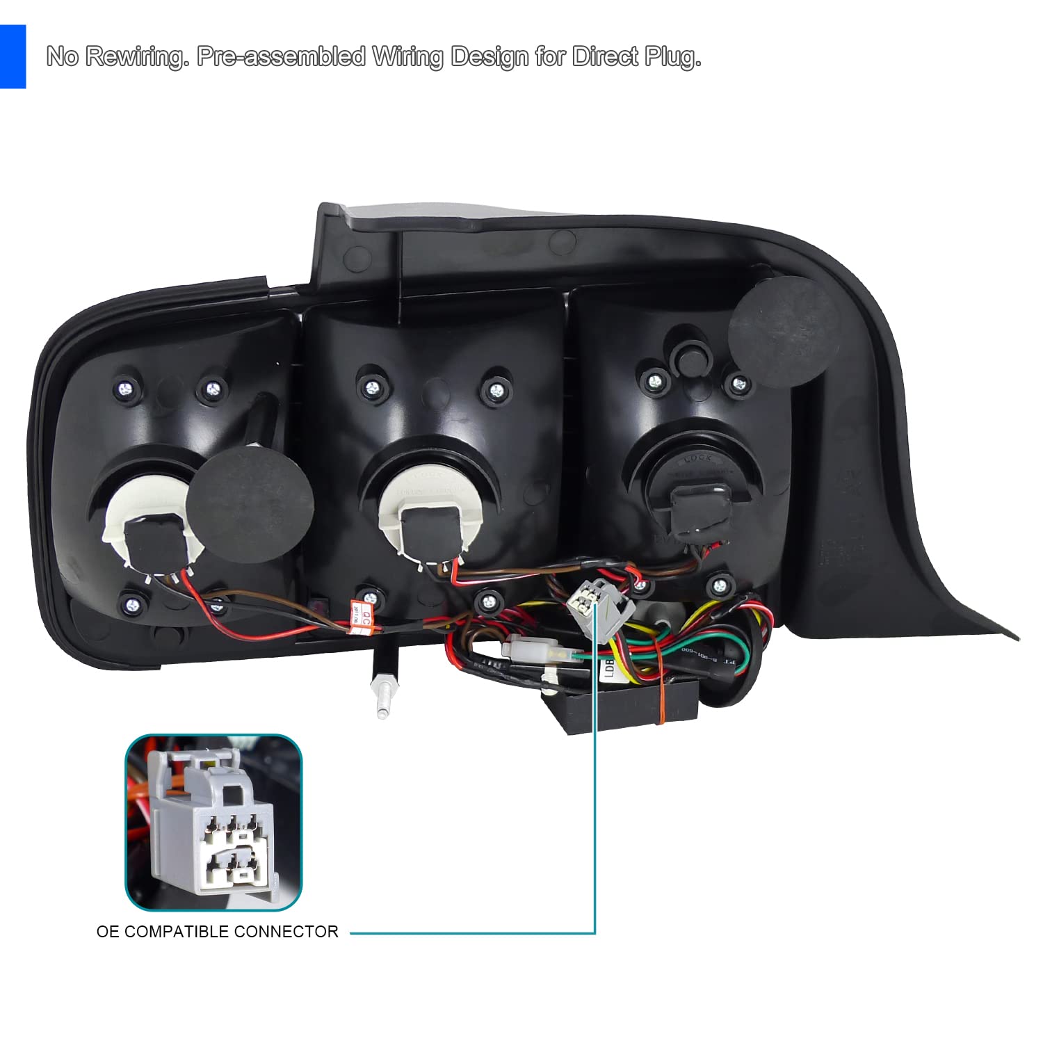 Spec-D Tuning Glossy Black LED Tail Lights with Dark Smoke Lens & Sequential Turn Signals - Compatible with 2005-2009 Ford Mustang (Pair) - Perfect for Night Driving & Car Customization