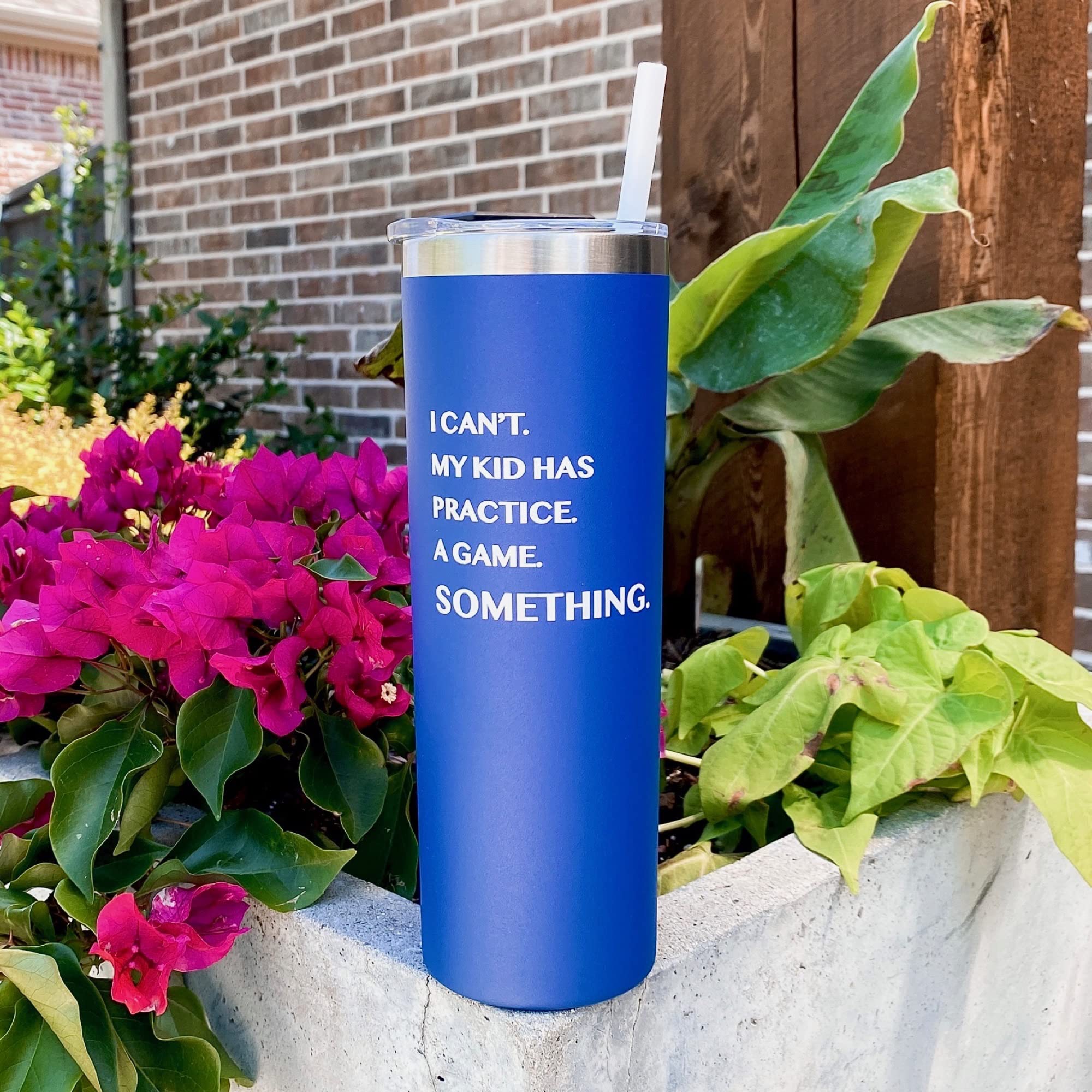 I Can't. My Kid Has Practice. A Game. Something. - 20oz Funny Sports Travel Tumbler - Perfect Gift for Soccer Mom, Band Mom & Sports Parents - Insulated Blue Coffee Mug for Games, Practices & Daily Commutes