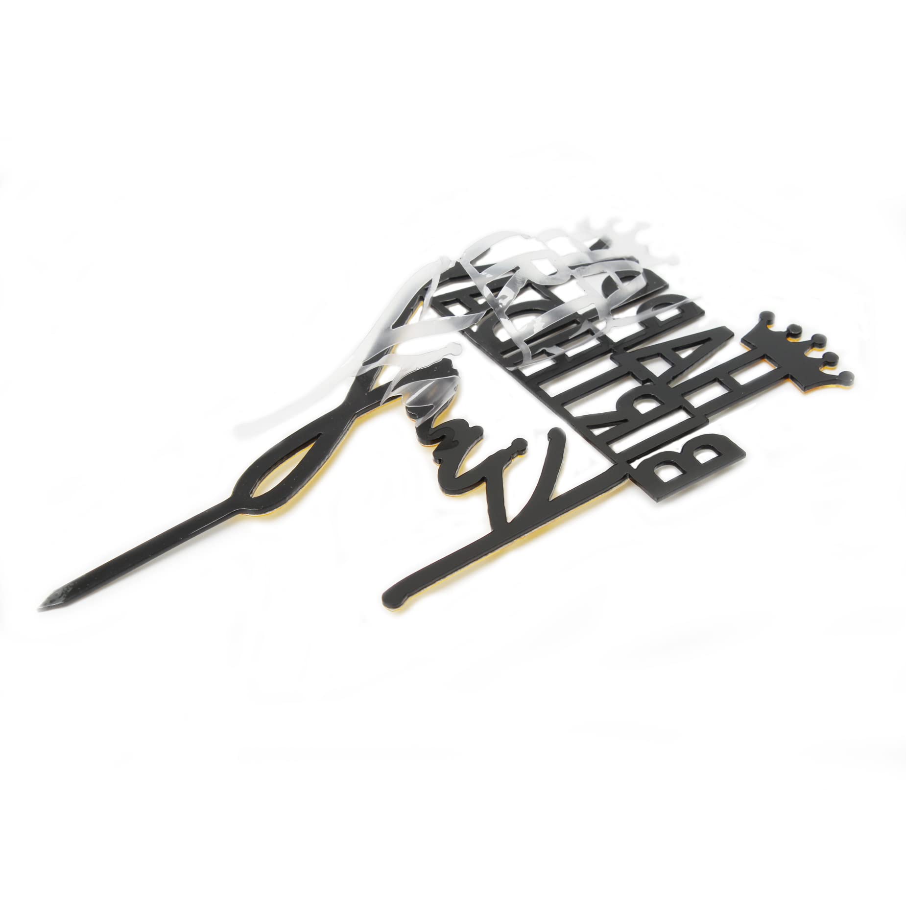 Happy Birthday Cake Topper - Elegant Black Gold Acrylic Cake Decorations for Birthday Parties | Perfect for Wedding, Anniversary & Celebration Cakes