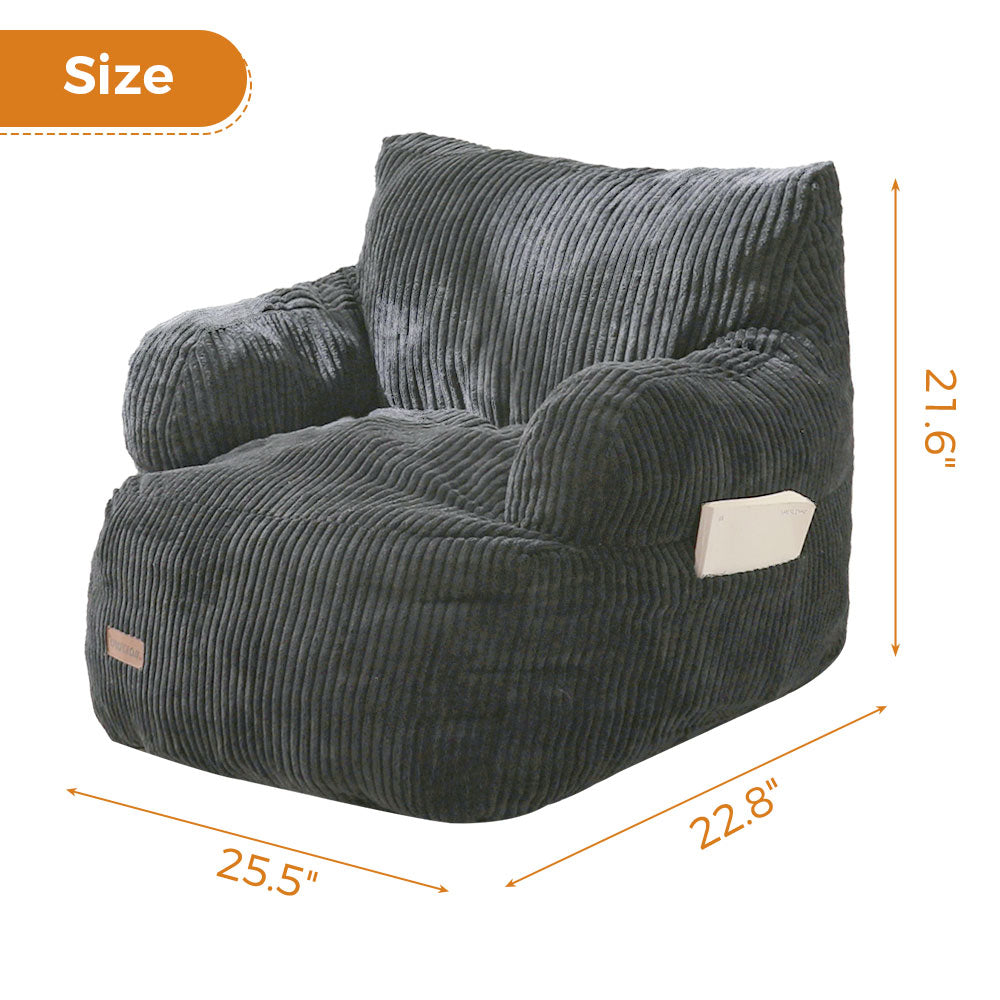 MAXYOYO Kids Bean Bag Chair - Soft Toddler Bean Bag Sofa with Filler for Boys & Girls, Dark Grey - Perfect for Playrooms, Bedrooms & Reading Nooks