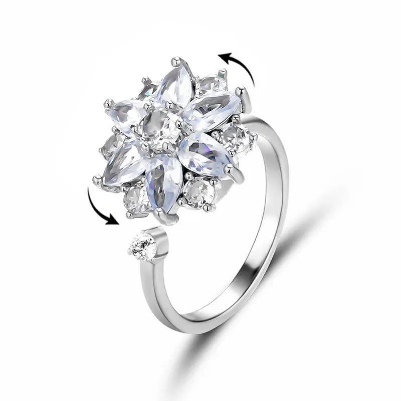 Anxiety Relief Ring with Daisy Flower & Butterfly Design - Stress Relief Jewelry for Women - Perfect for Anxiety, Meditation & Everyday Wear
