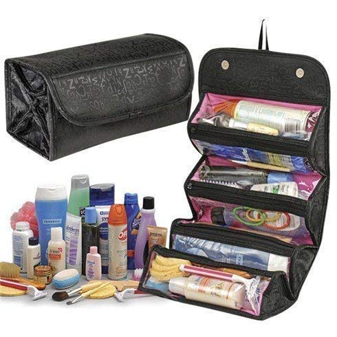 Divik Women's Detachable Hanging Toiletry Bag - Foldable Travel Makeup Organizer with Cosmetic Dividers - Portable Quick Roll Up Cosmetic Bag for Women & Girls (1 Piece) - Perfect for Travel, Gym, Camping & Daily Use