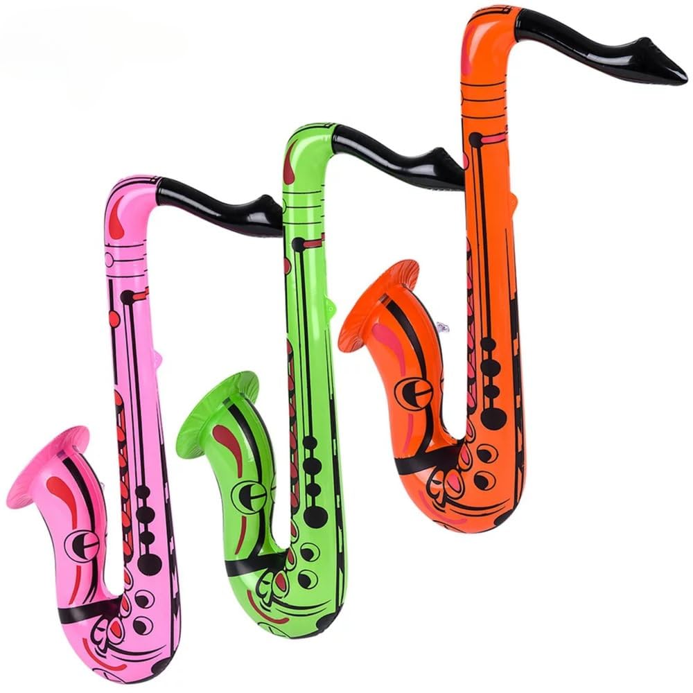 Rhode Island Novelty 24-Inch Inflatable Saxophone - Pack of 12 - Perfect for Parties, Decorations & Music-Themed Events