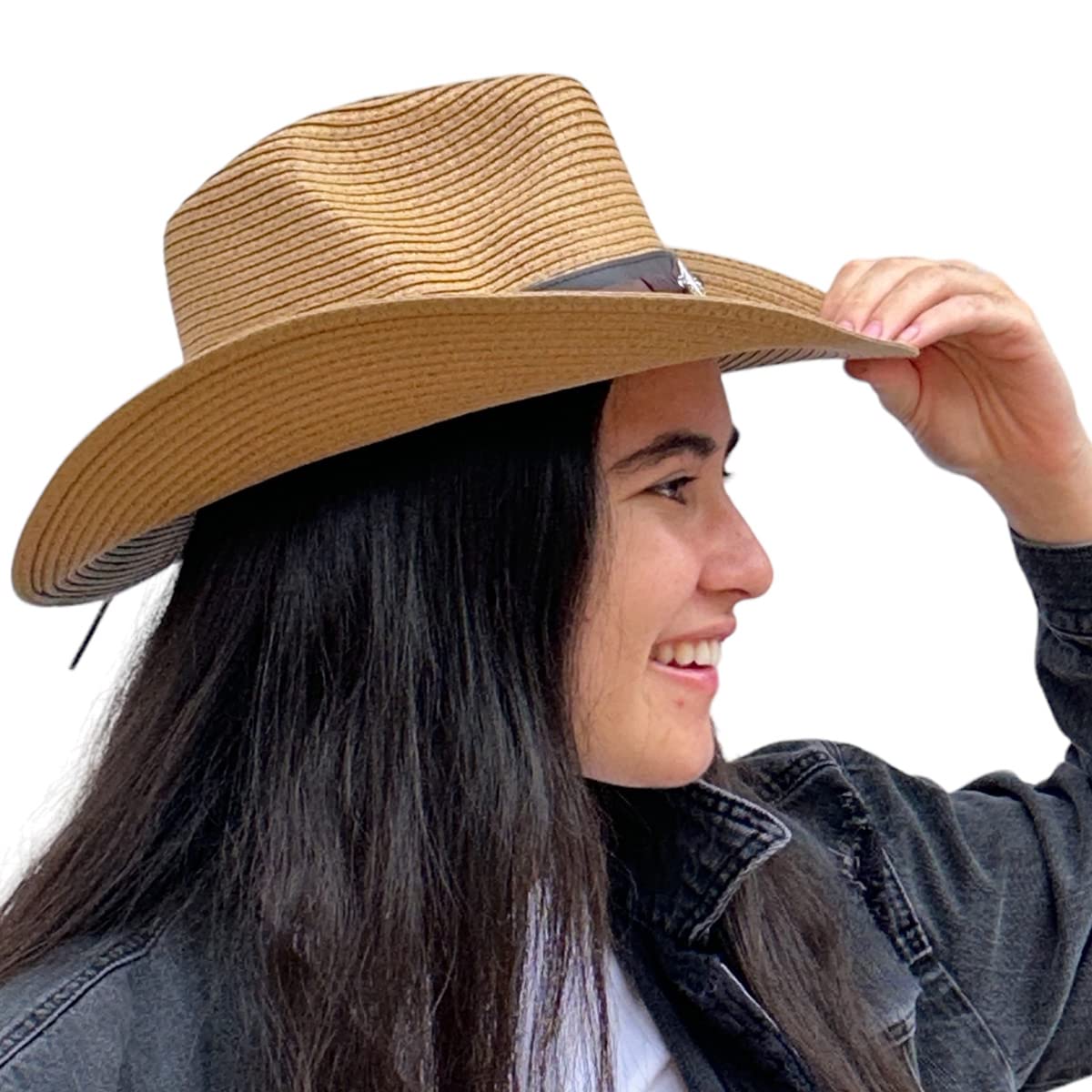 Stylish Straw Cowboy Hat for Men & Women - Classic Western Sun Hat with Wide Brim - Perfect for Rodeo, Beach, Outdoor & Country Events