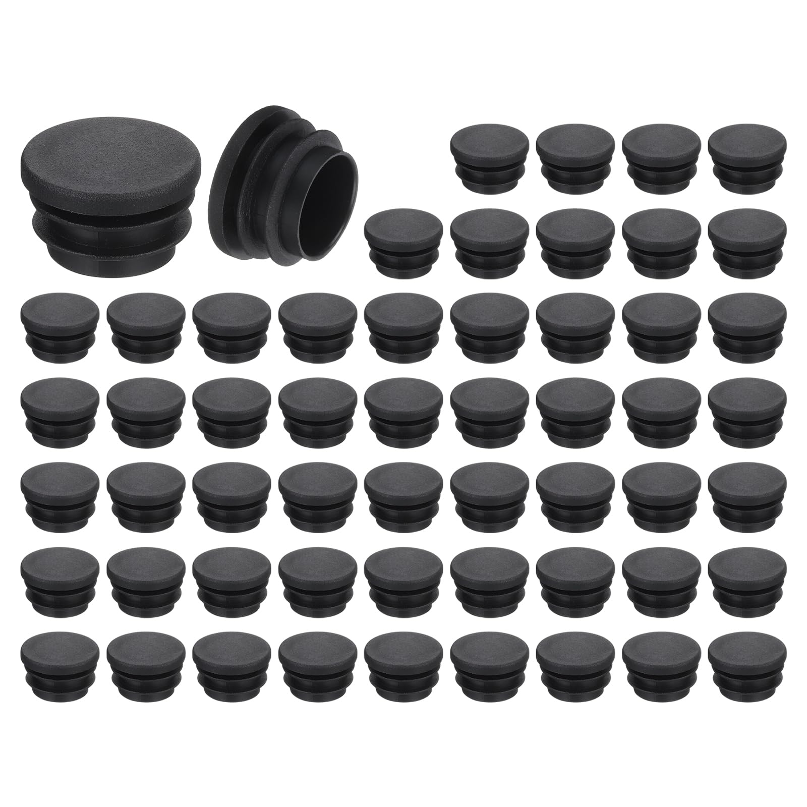 56 Pcs Black Round Plastic Plug Caps 25mm (0.98 Inch) for Furniture Legs, Chair, Sofa, Table & Shelf Protection - Durable Pipe End Caps for Home & Office Furniture