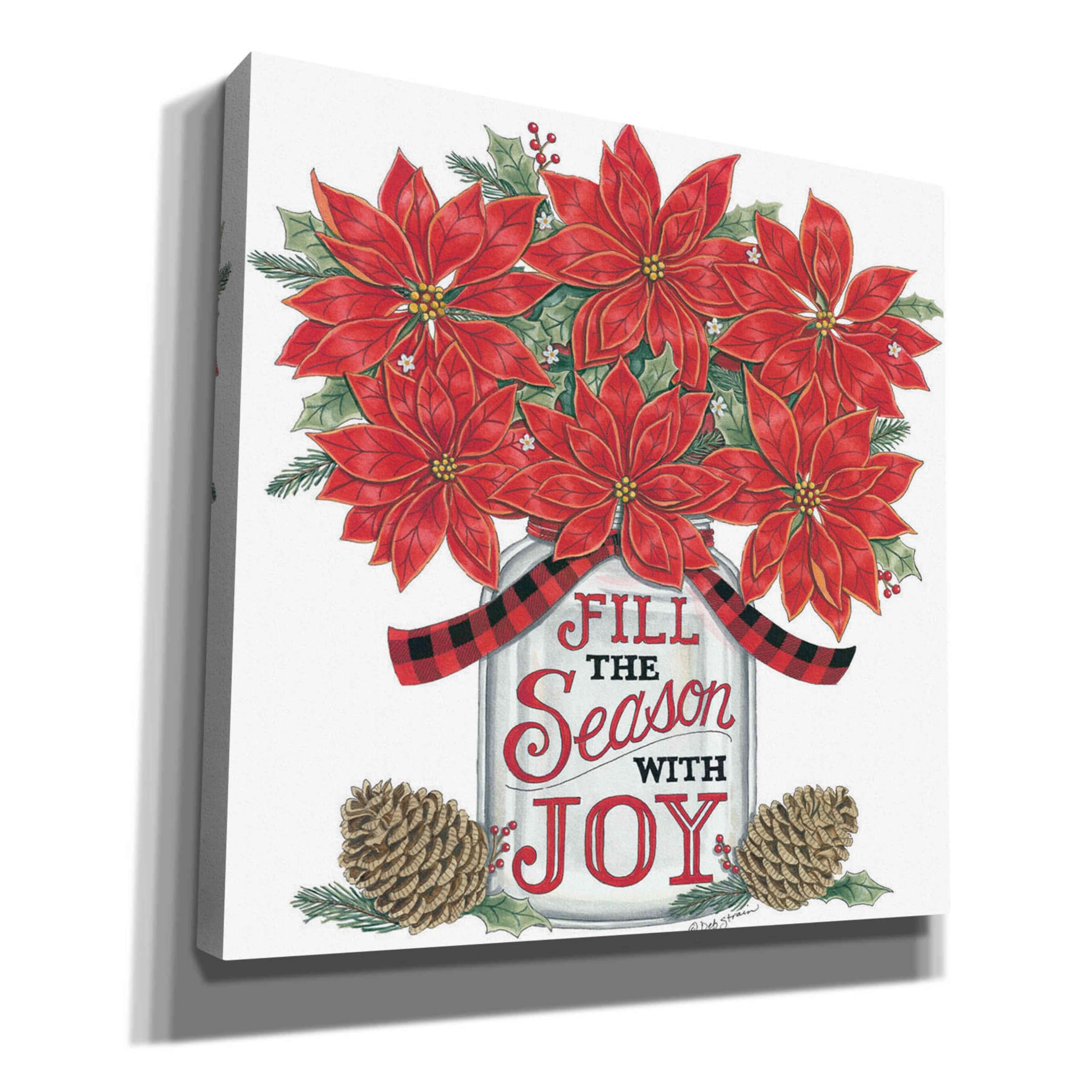 Deb Strain Epic Graffiti 'Fill the Season Poinsettia Jar' Canvas Wall Art - 37x37 Inch Christmas Holiday Home Decor - Perfect for Living Room, Bedroom & Office Wall Decoration