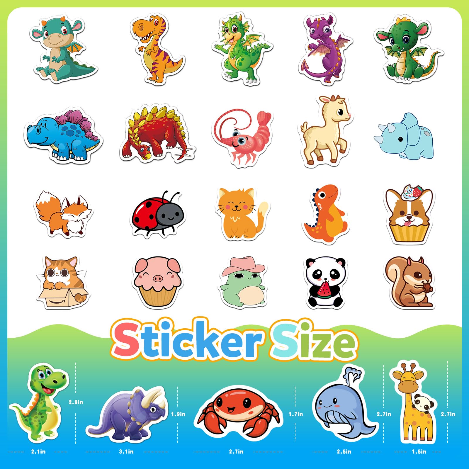 150 PCS Animal Dinosaur Stickers for Kids - Waterproof Vinyl Stickers for Water Bottles, Laptops, Tablets - Bulk Stickers for Girls, Boys & Teens - Perfect for School, DIY Crafts & Party Favors