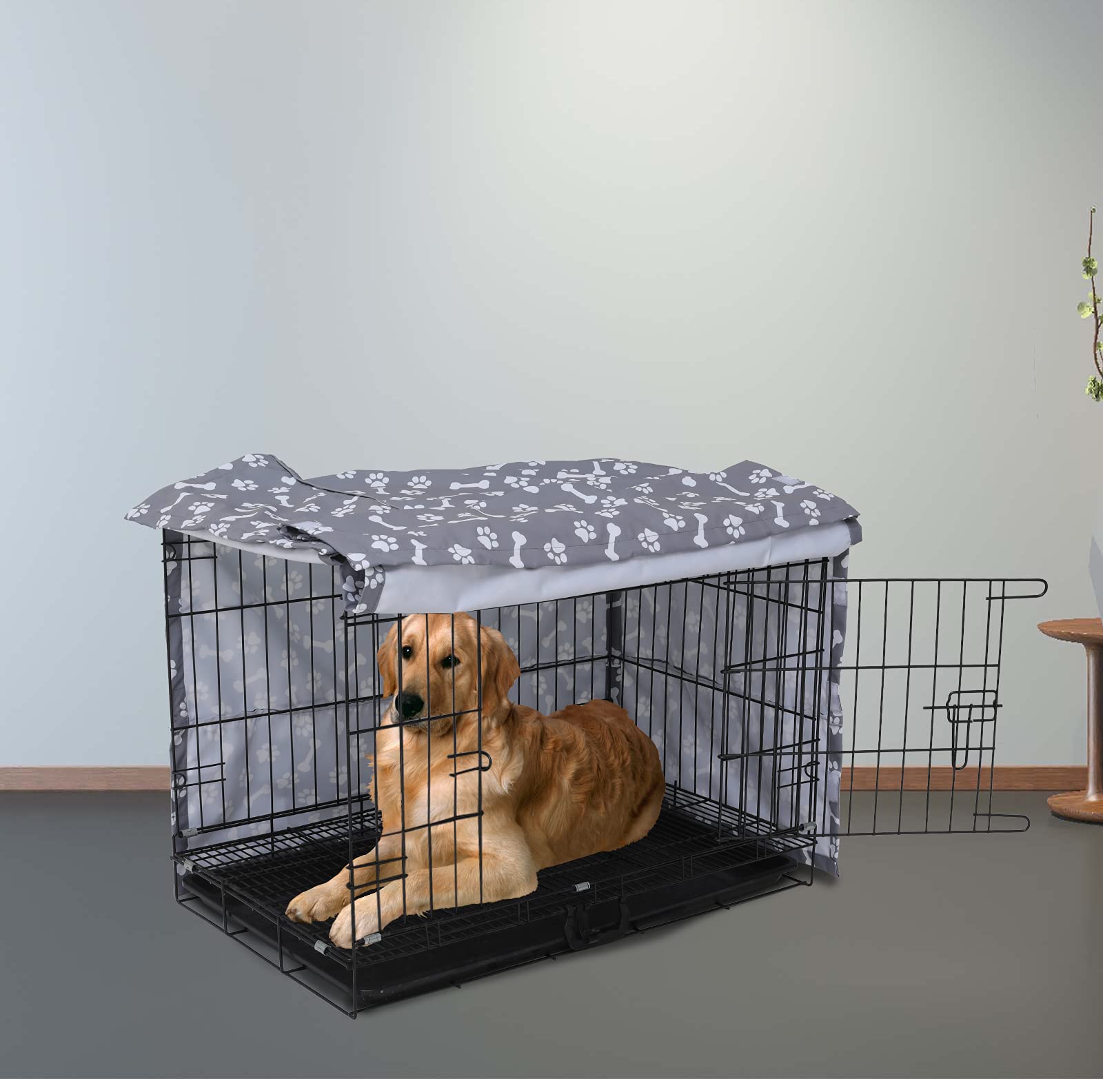 **Heavy Duty Waterproof Nylon Dog Crate Cover for 48-Inch Wire Crates - Easy On/Off & Adjustable - GrayPaw (Cover Only) - Perfect for Travel, Home Use & Kennel Protection**