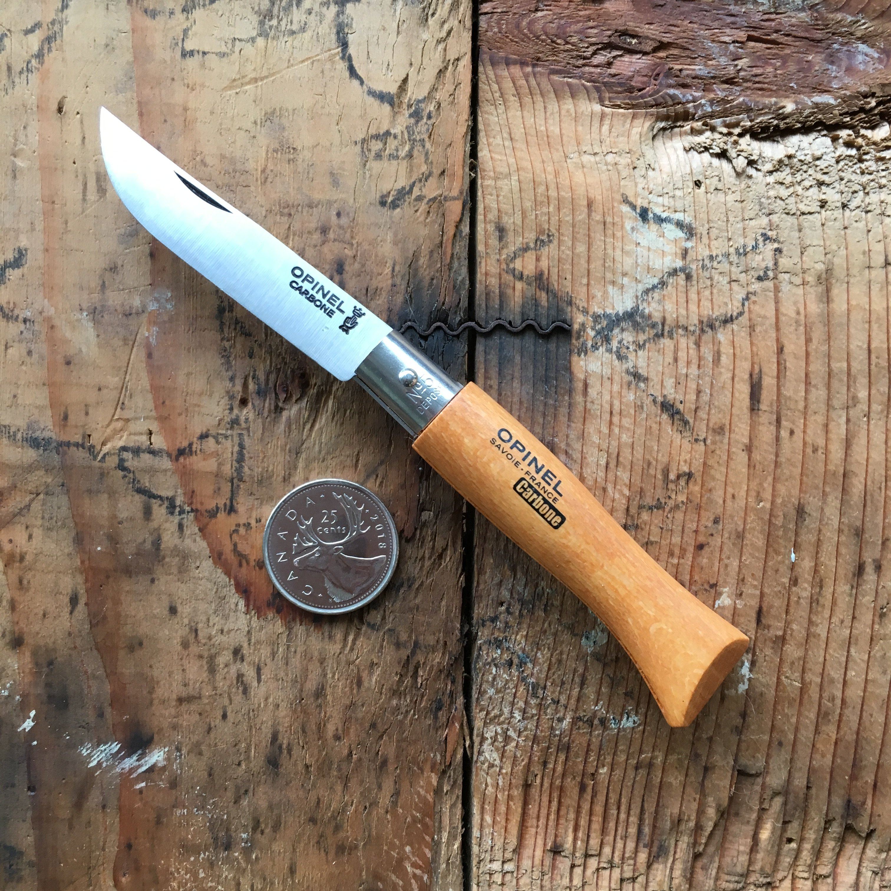 Opinel No.05 Carbon Steel Folding Pocket Knife - Compact & Sharp EDC Knife for Camping, Hiking & Outdoor Adventures