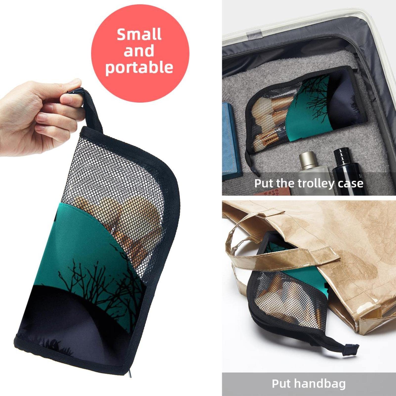 12-Piece Makeup Brush Organizer Bag with Scary Full Moon Bat Design - Portable Travel Cosmetic Brush Holder Case for Professional & Home Makeup Storage