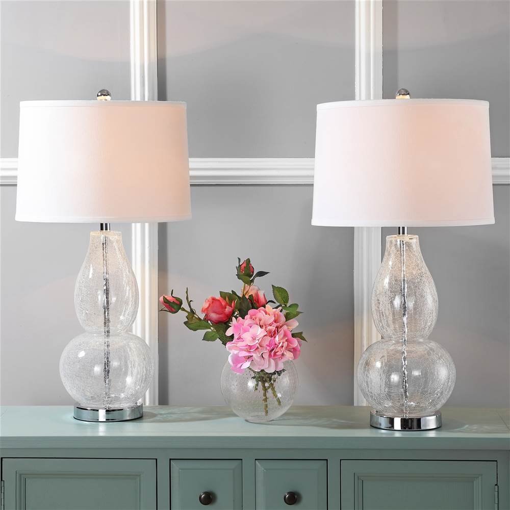SAFAVIEH Mercurio Crackle Glass Double Gourd Table Lamp Set of 2 - 29