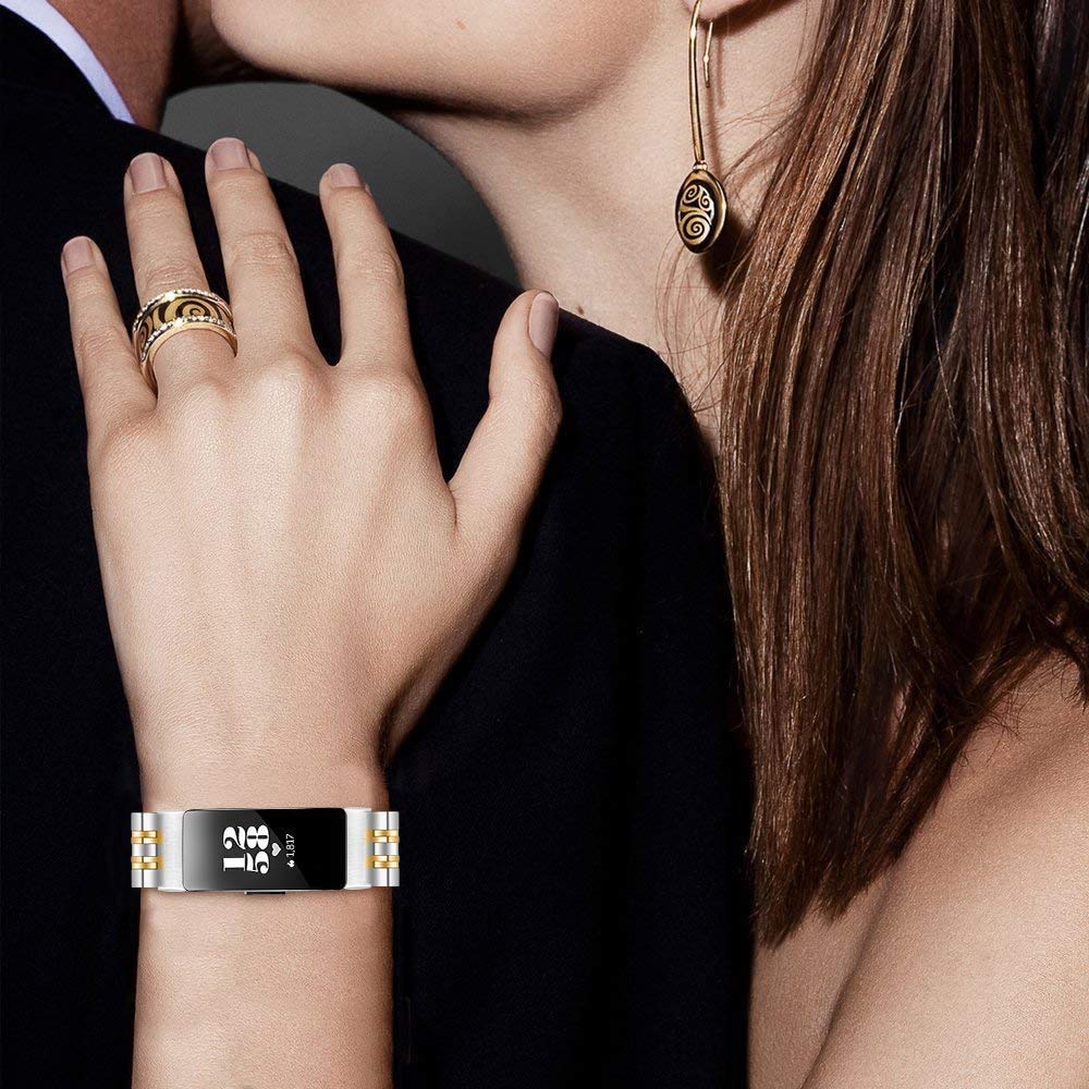 Fitbit Inspire 2 Metal Band - Adjustable Stainless Steel Strap for Women & Men | Gym & Daily Wear