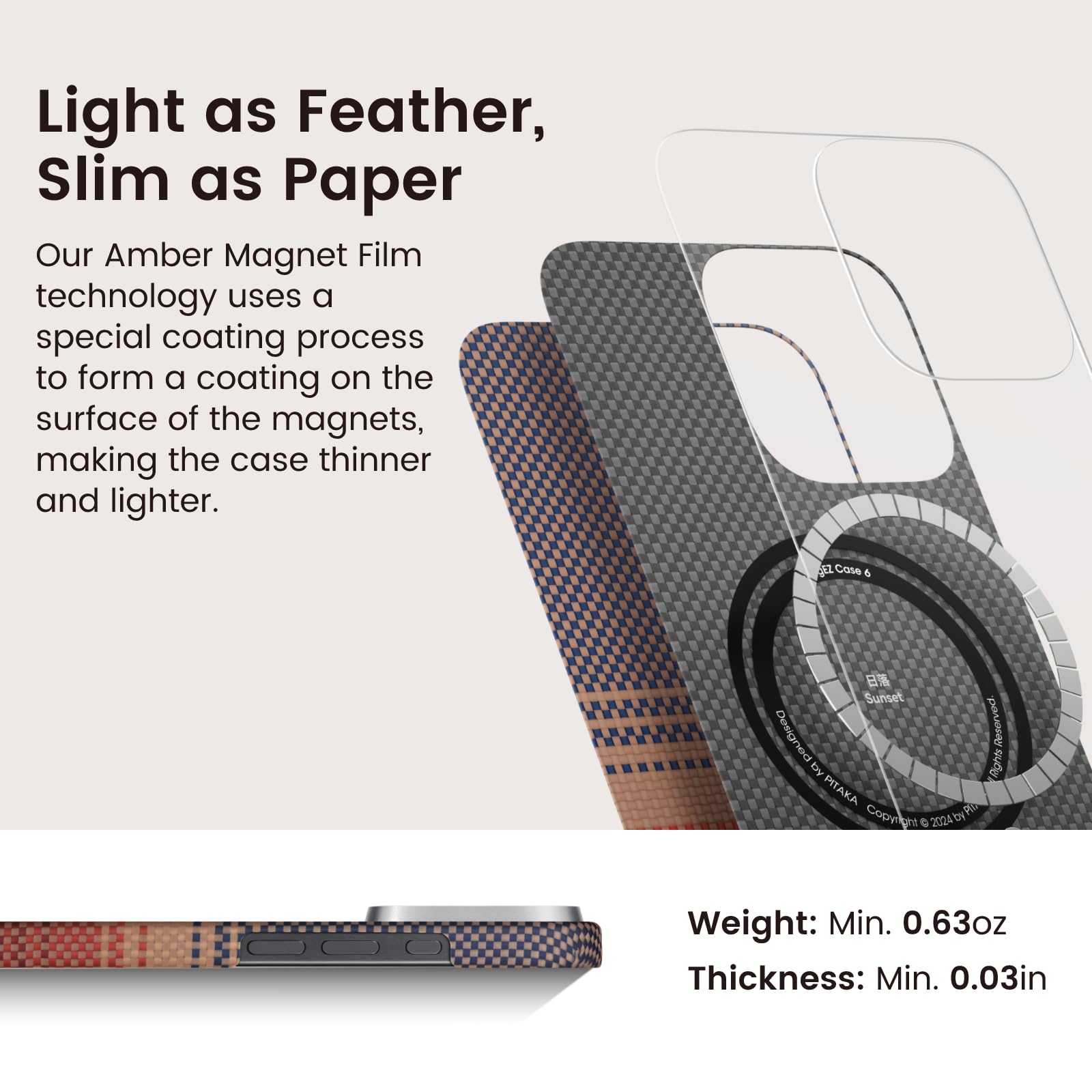Pitaka Aramid Fiber Woven Case for iPhone 16 Pro Max | Sunset Color | MagSafe Compatible | Tactile Woven Texture | Cosmic Universe Pattern | Slim Protective Phone Cover for Everyday Use & Travel