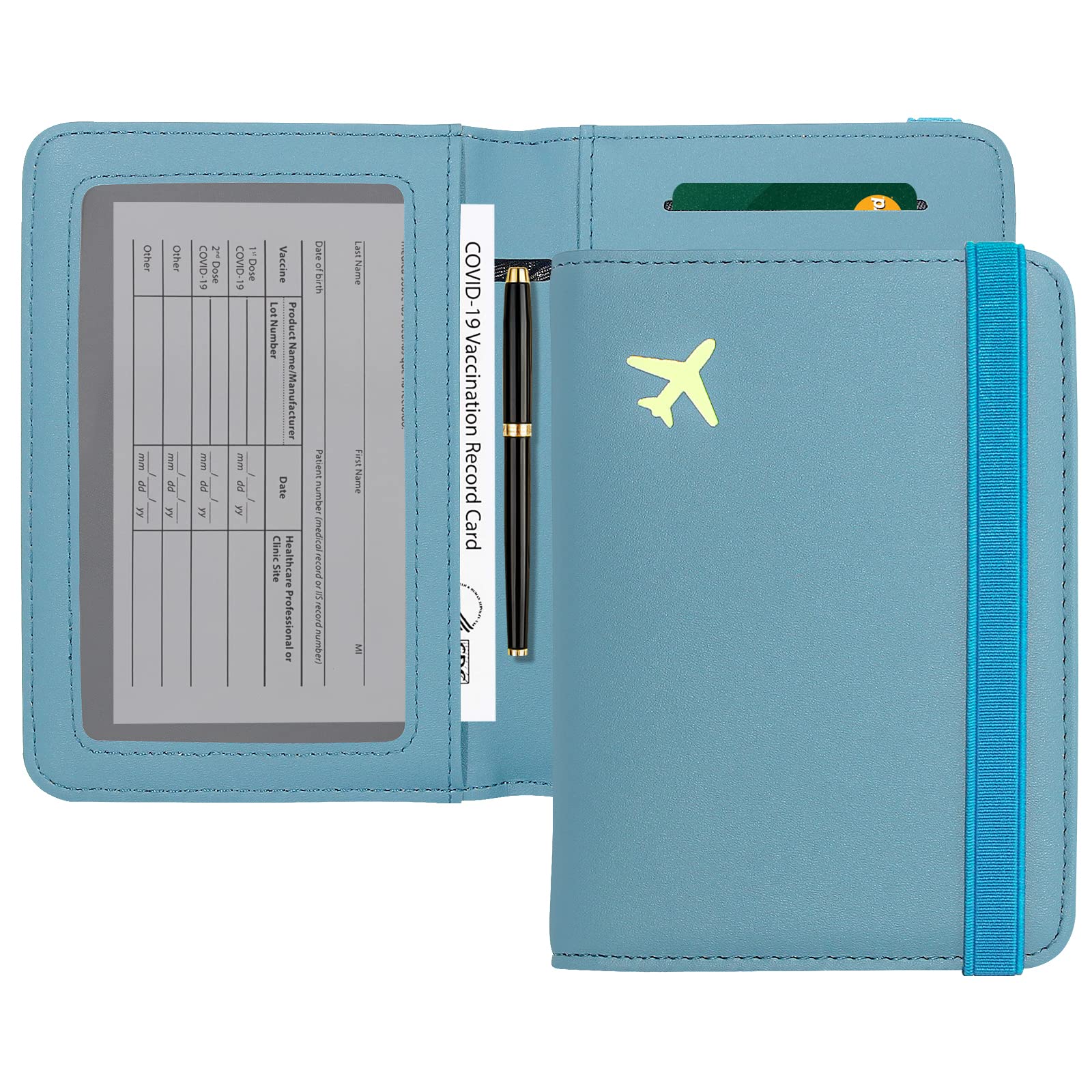 ZOPPEN RFID Blocking Passport Holder Wallet for Women & Men - Travel Document Organizer Cover Case with Secure ID Protection - Perfect for Airports, Vacations & Business Trips (Blue)
