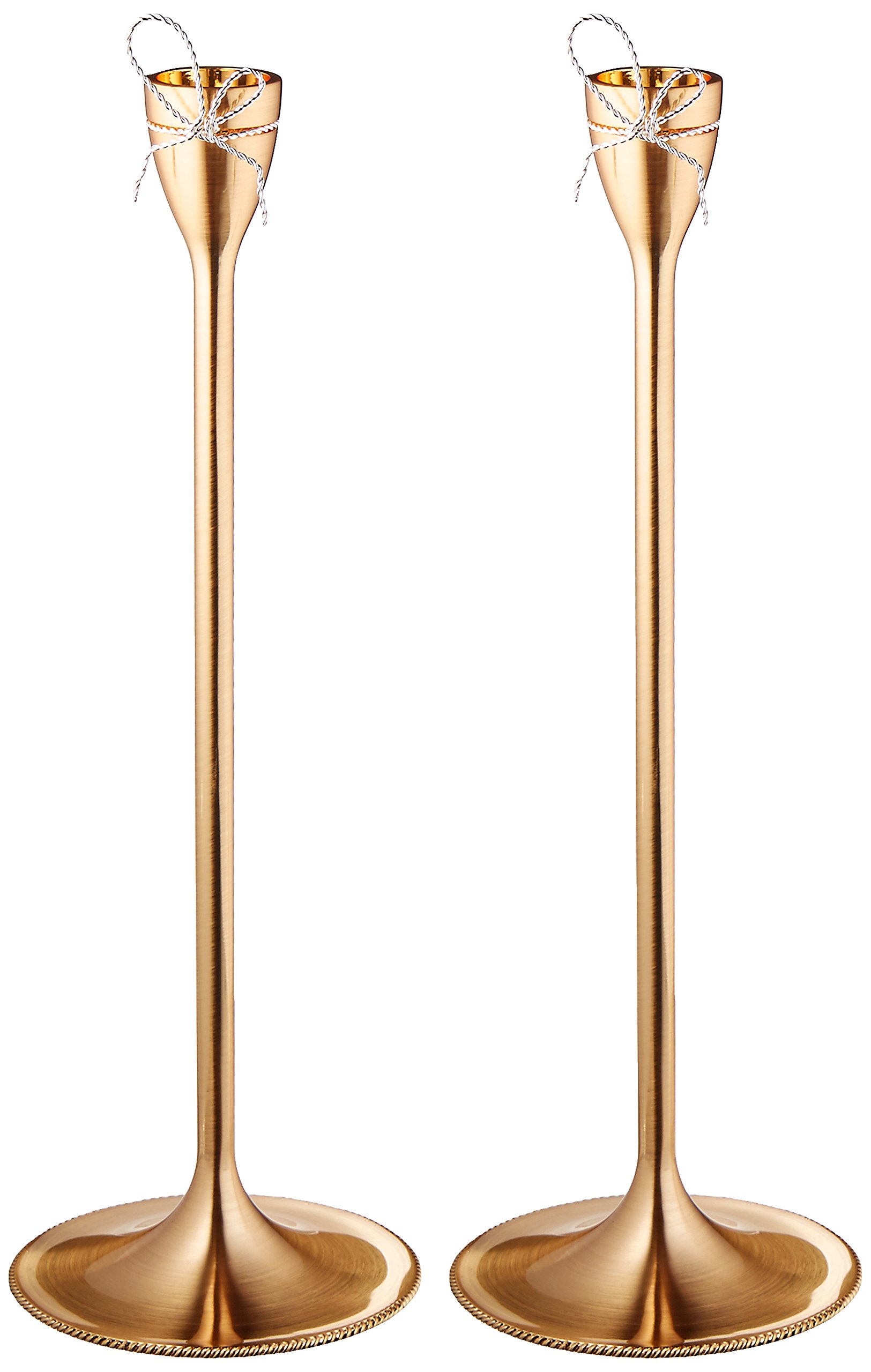 Wedgwood Vera Wang Love Knots Gold Taper Candle Holder Set of 2 - Elegant Wedding & Anniversary Decor for Romantic Dinners & Home Centerpieces