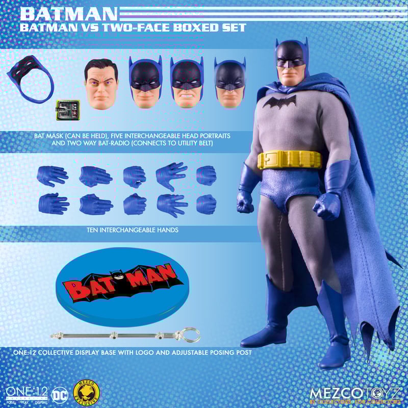 Mezco One:12 Golden Age Batman vs Two-Face Action Figure Set - Collectible DC Comics Superhero & Villain Diorama for Display & Photography