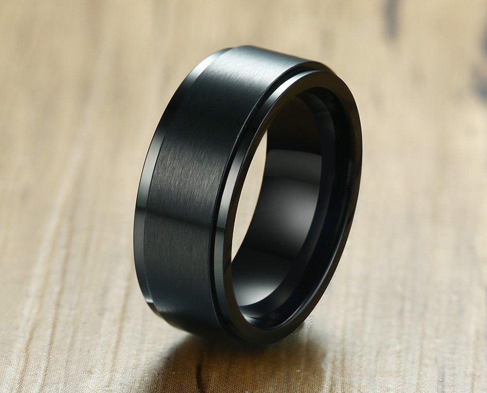 VNOX 8mm Stainless Steel Engraved 'World's Best Dad' Matte Brushed Anxiety Spinner Ring - Fidget Band Ring for Men, Stress Relief Gift for Father's Day, Birthday, Husband | Perfect for Office, Travel & Daily Wear
