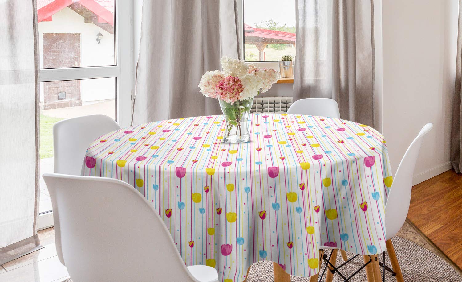 Ambesonne Round Tablecloth 60