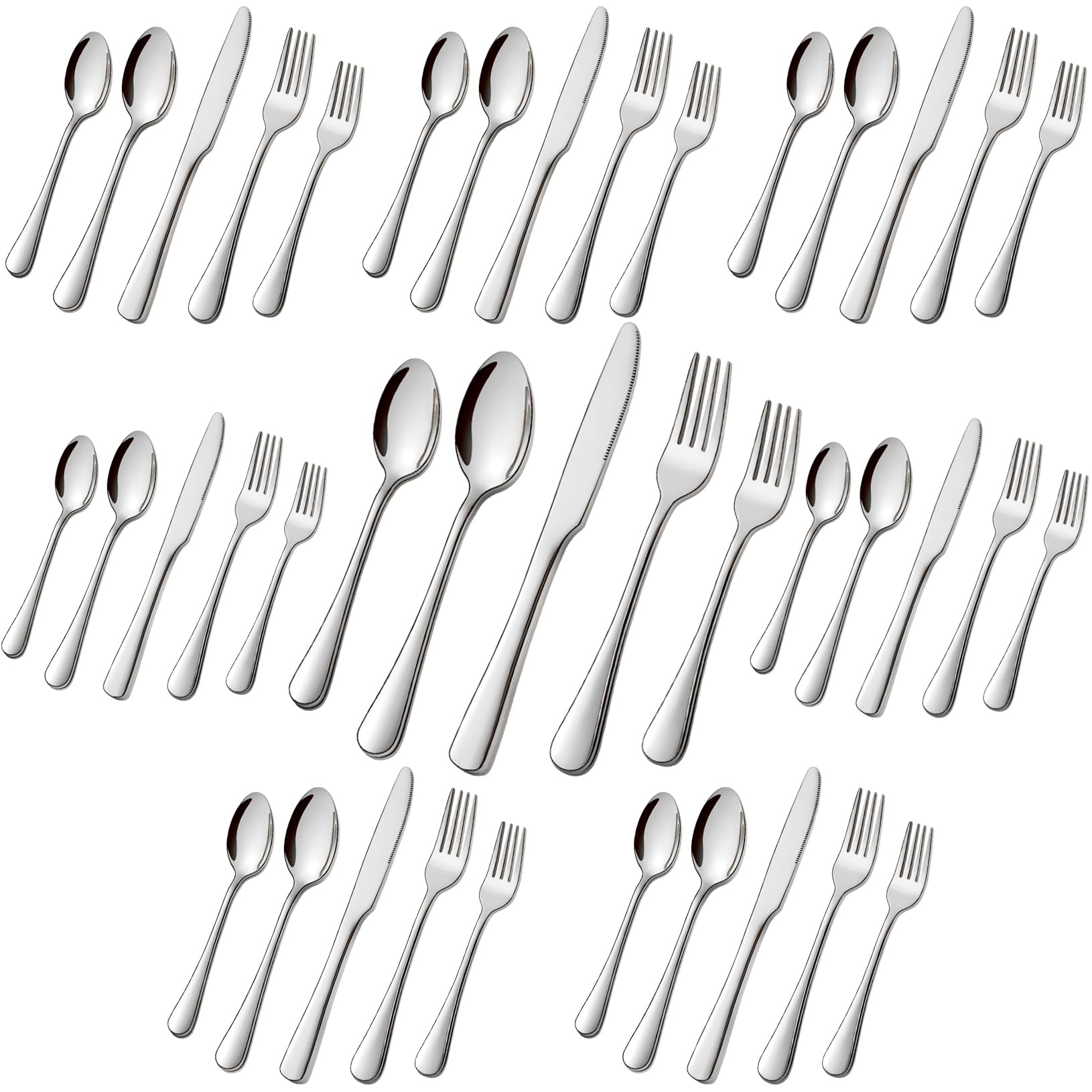 40-Piece Stainless Steel Silverware Set for 8 - Mirror Polished Cutlery Set with Forks, Knives & Spoons - Durable Rust-Resistant Flatware for Home, Restaurant & Catering - Perfect for Dinner Parties, Weddings & Daily Dining